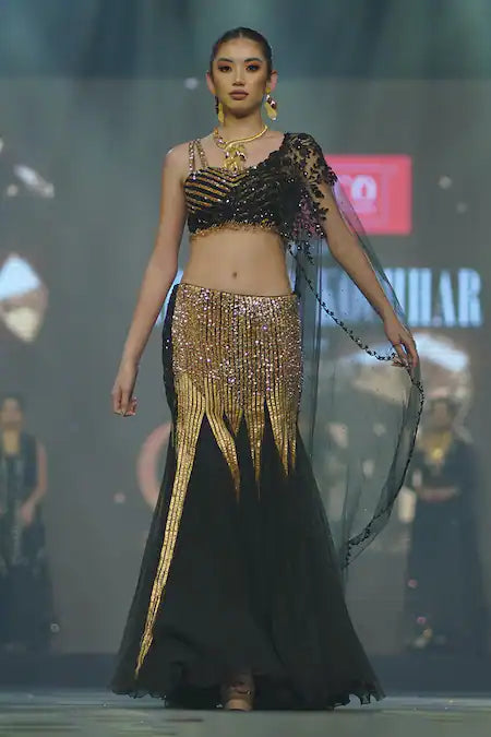 Black and Gold Lehenga