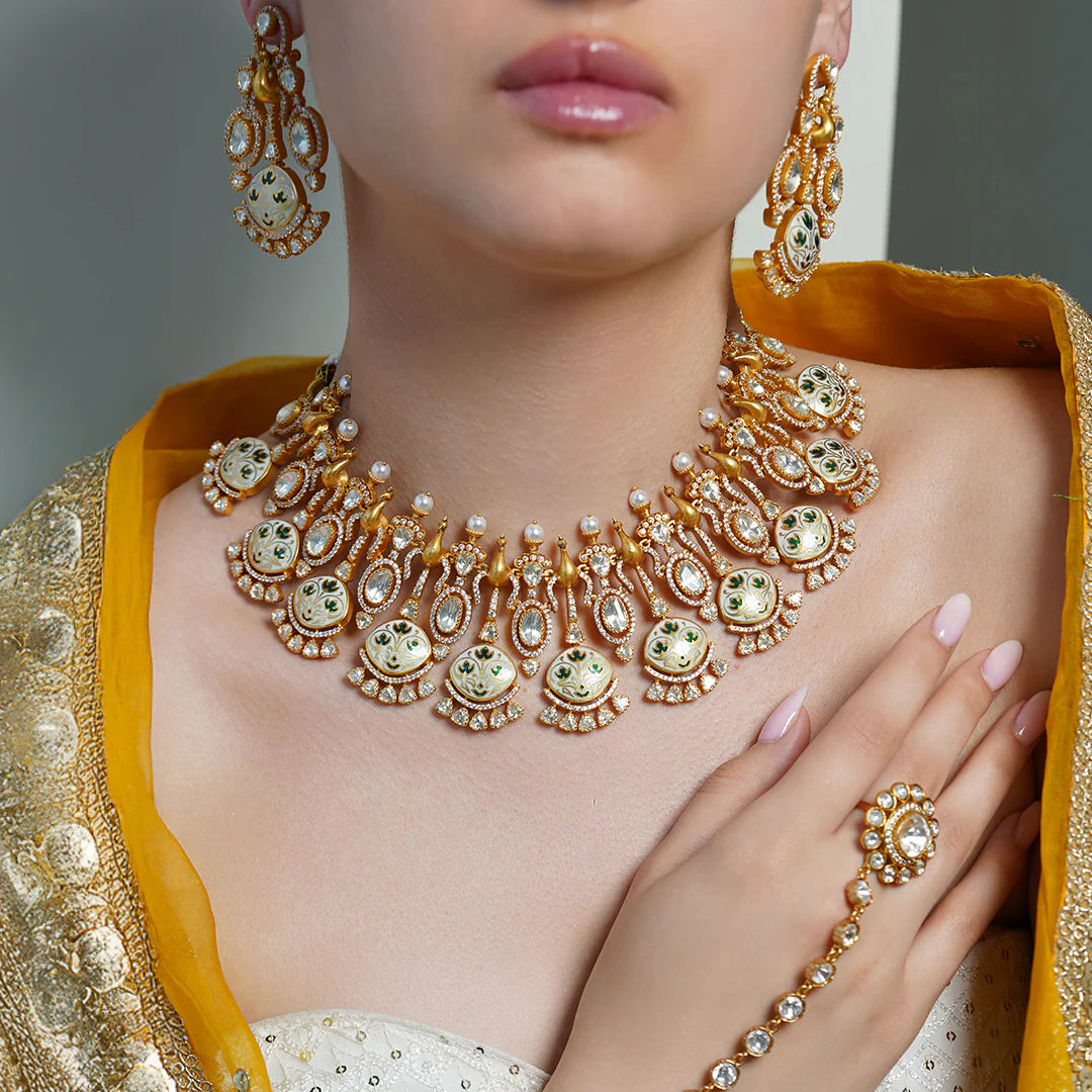 Peacock Aura Choker Necklace Set