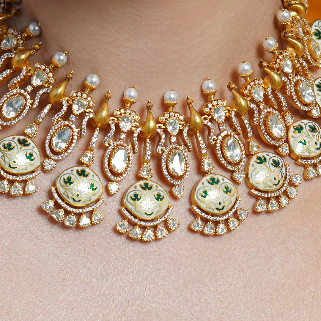 Peacock Aura Choker Necklace Set