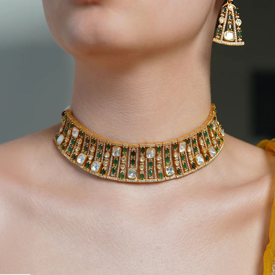 Emerald Chandibali Choker Set