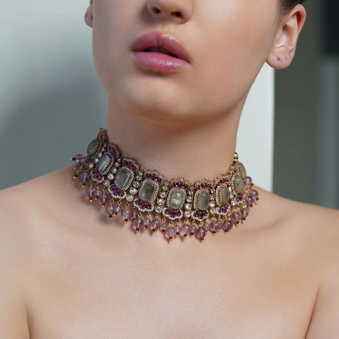 Amethyst Polki Choker Set