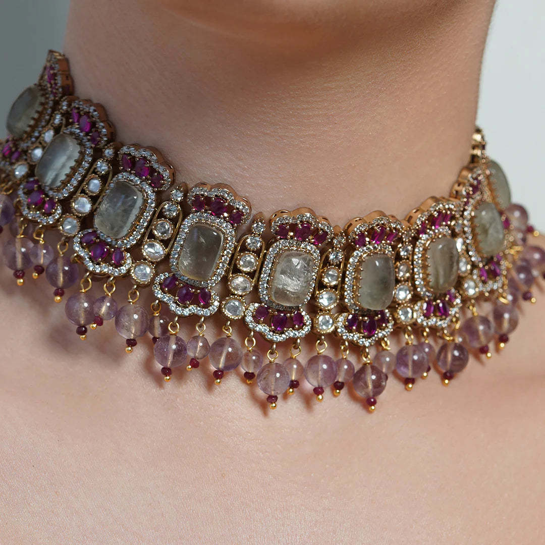 Amethyst Polki Choker Set