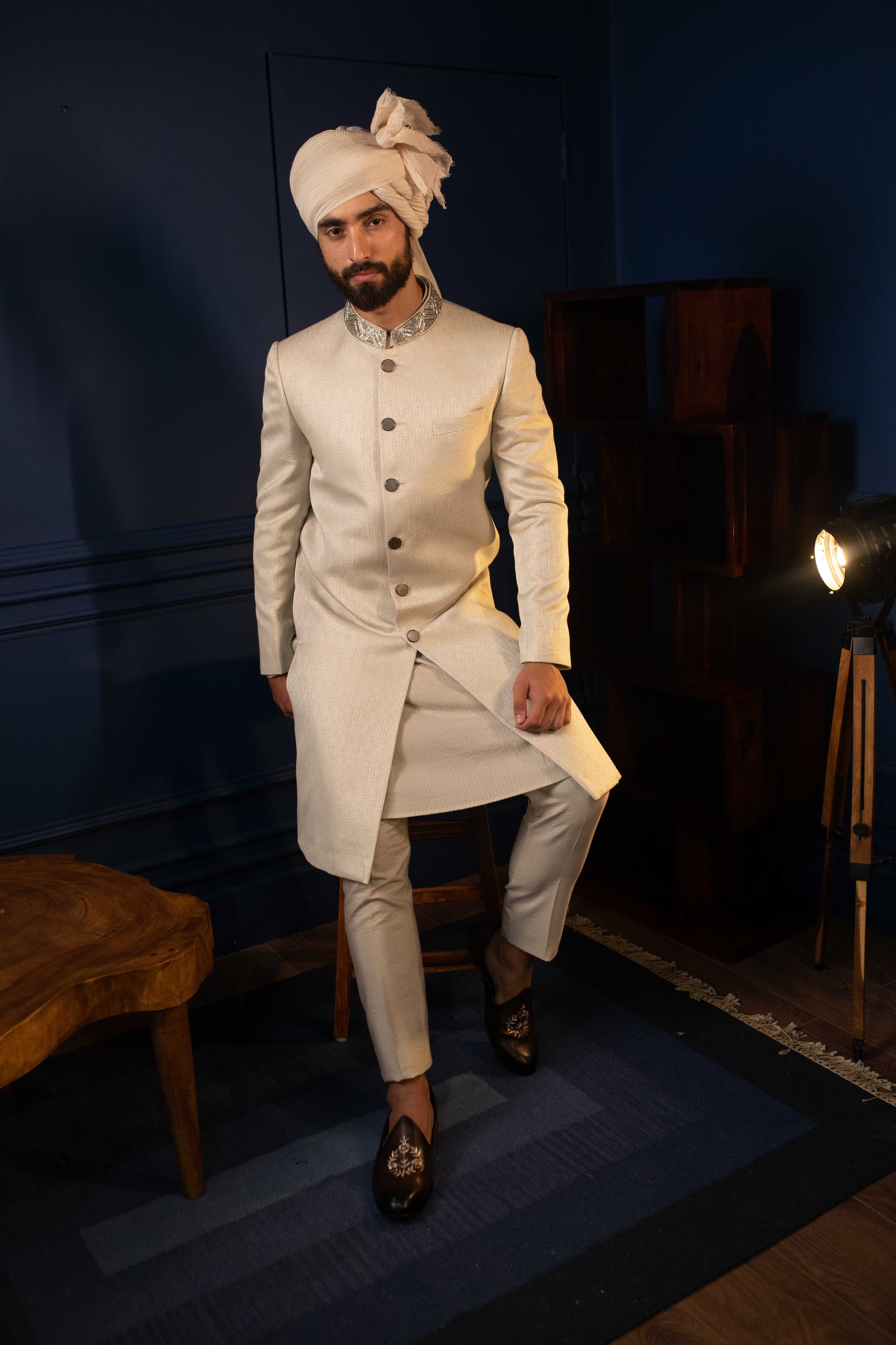 Sharp Chevron Sherwani Set