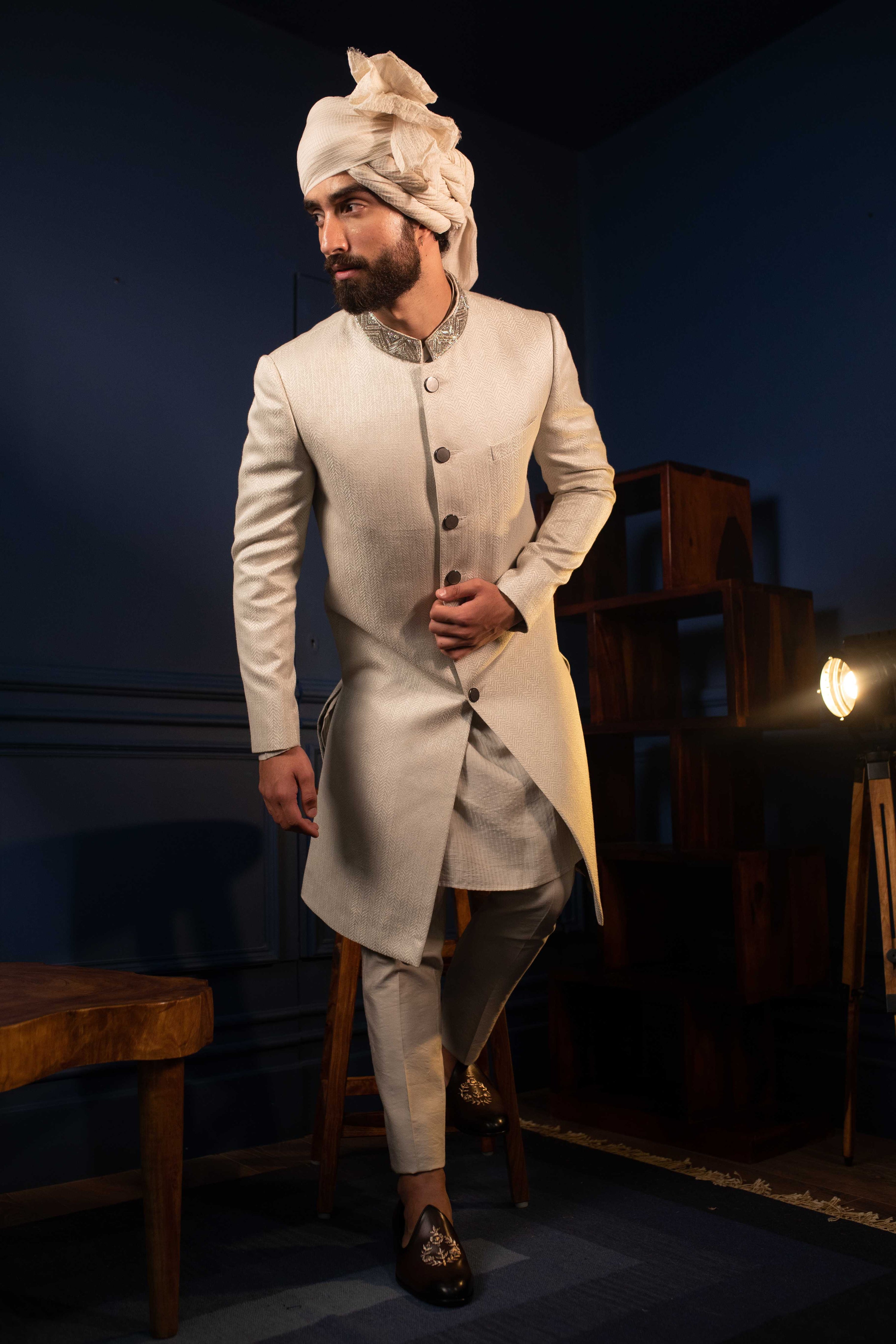 Sharp Chevron Sherwani Set