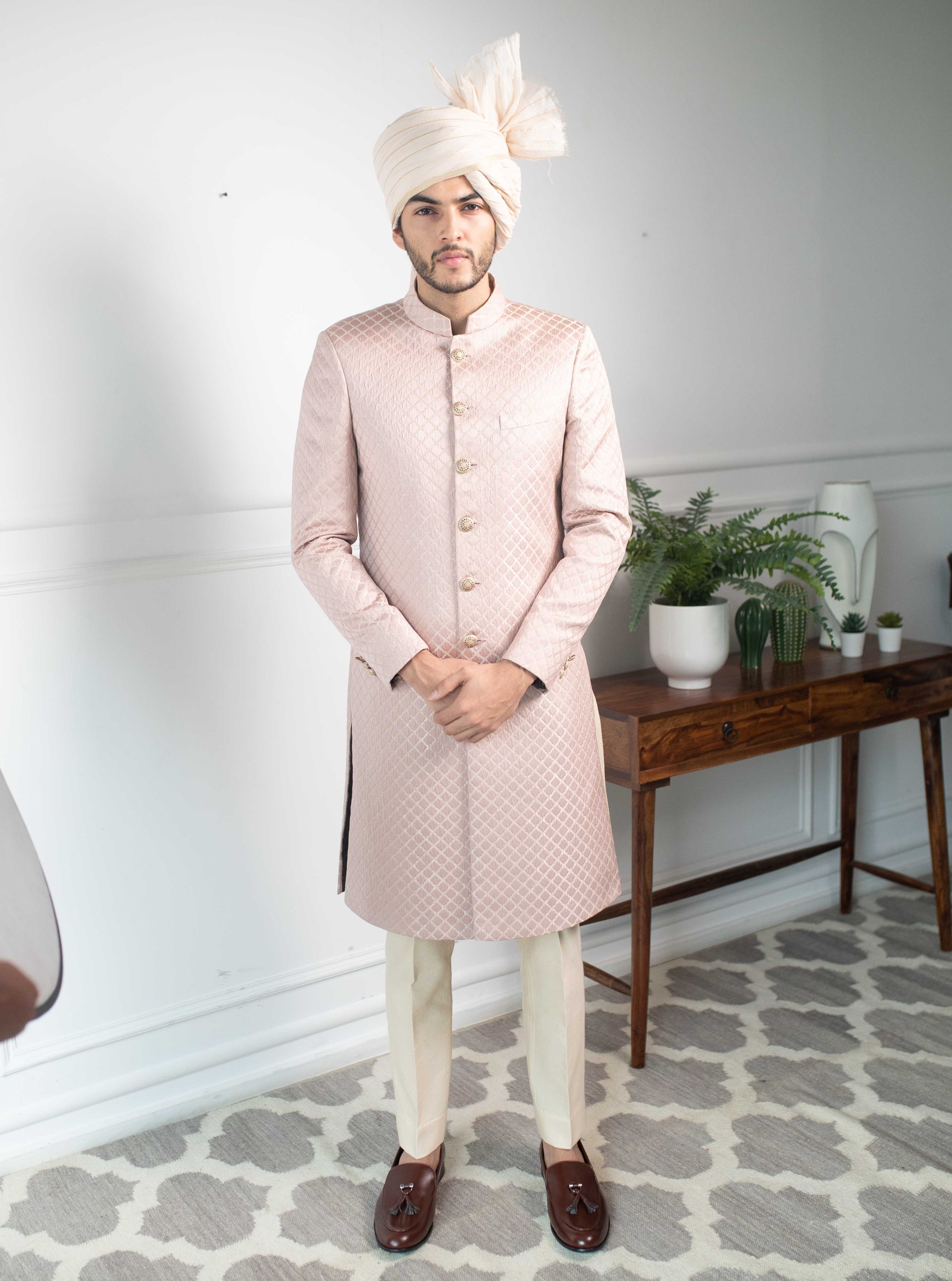 Pale Patterned Sherwani