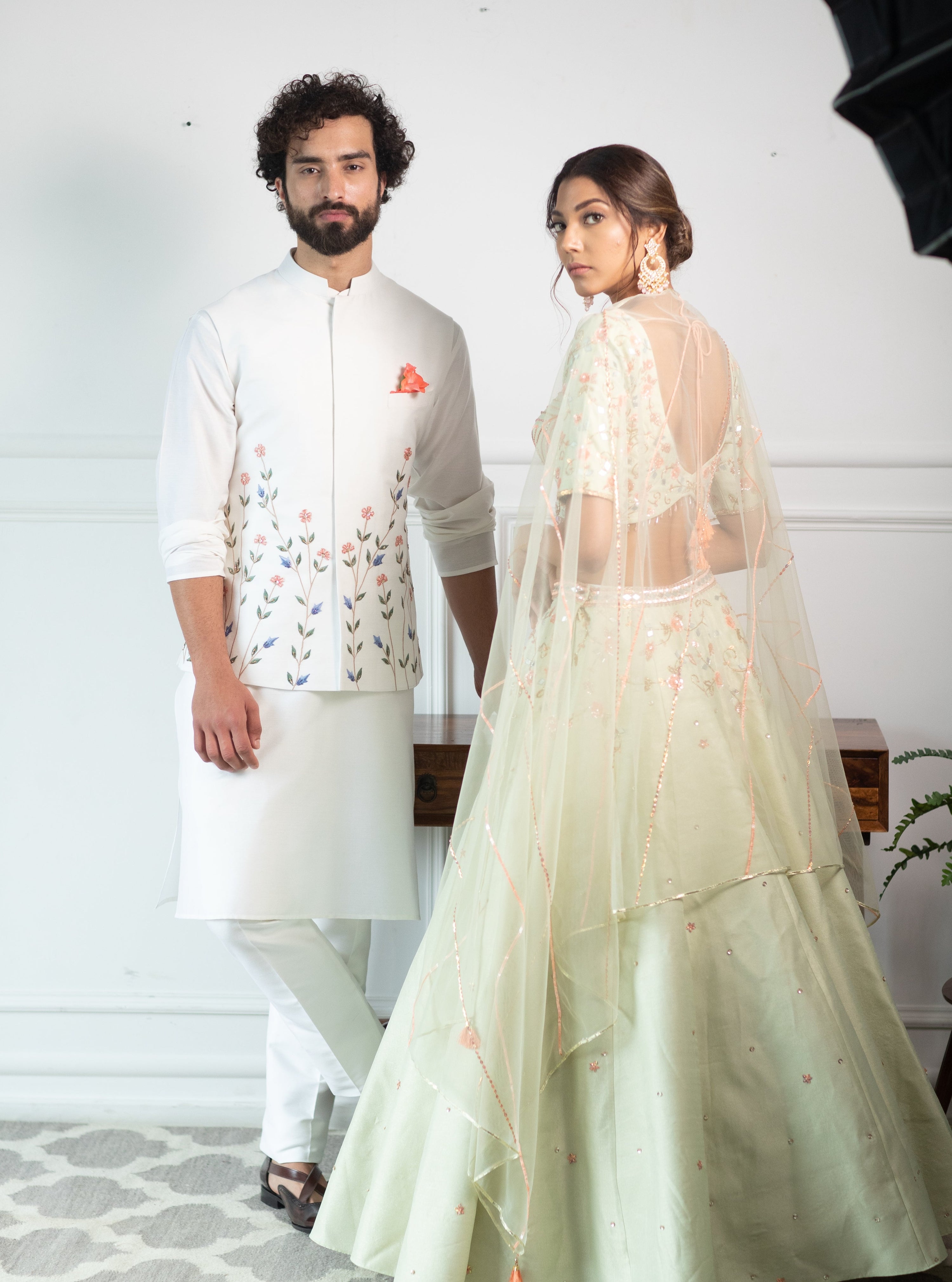 Vivid Floral Nehru Jacket Set