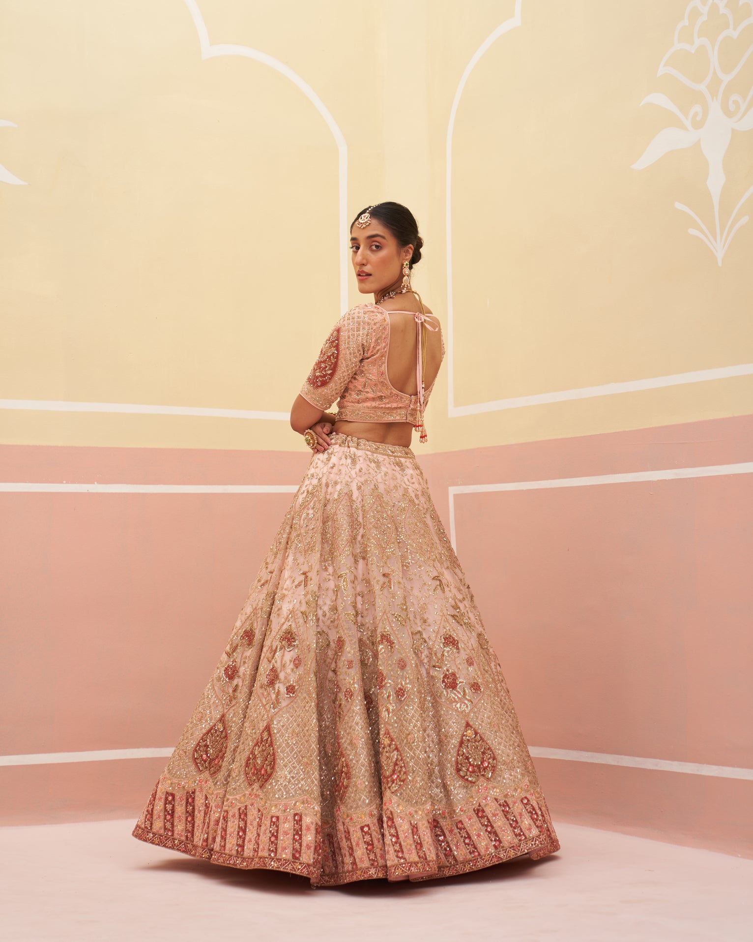 Chic Peach Organza Lehenga Set Perfect for Special Occasions