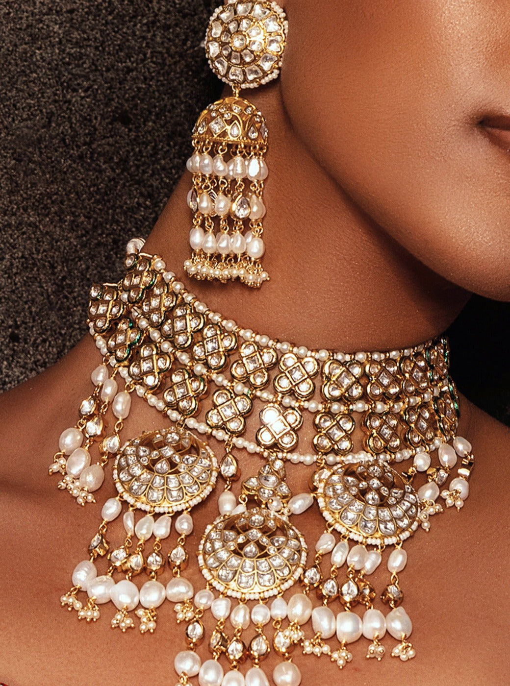 Pearl & Polki Bridal Necklace Set