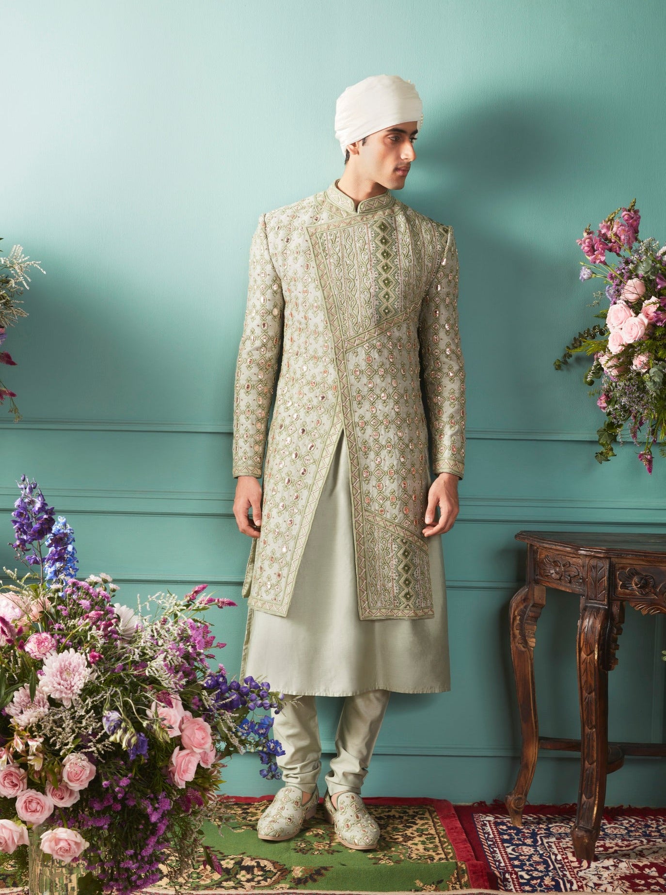 Jade Green Sherwani Set