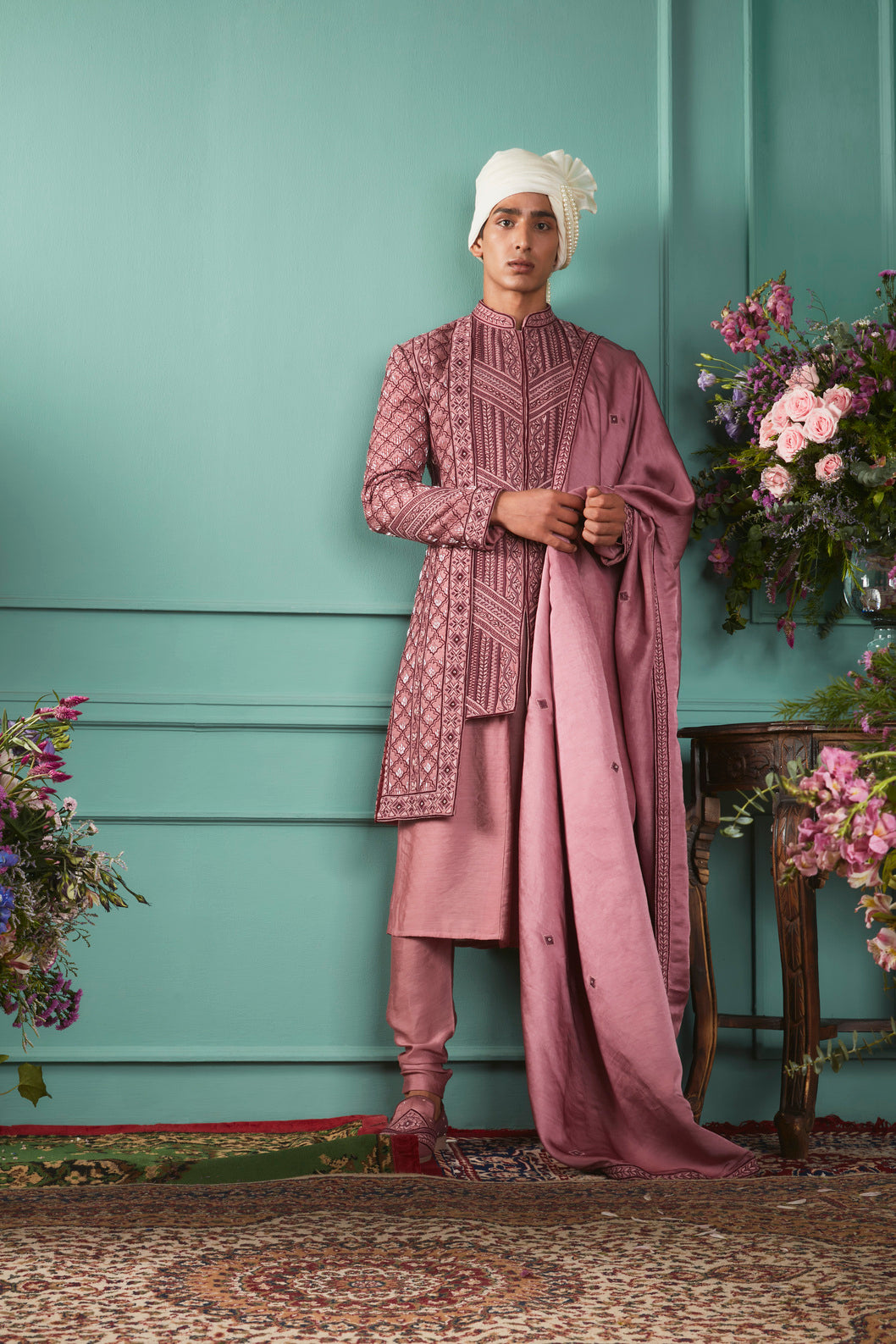 rose pink sherwani
