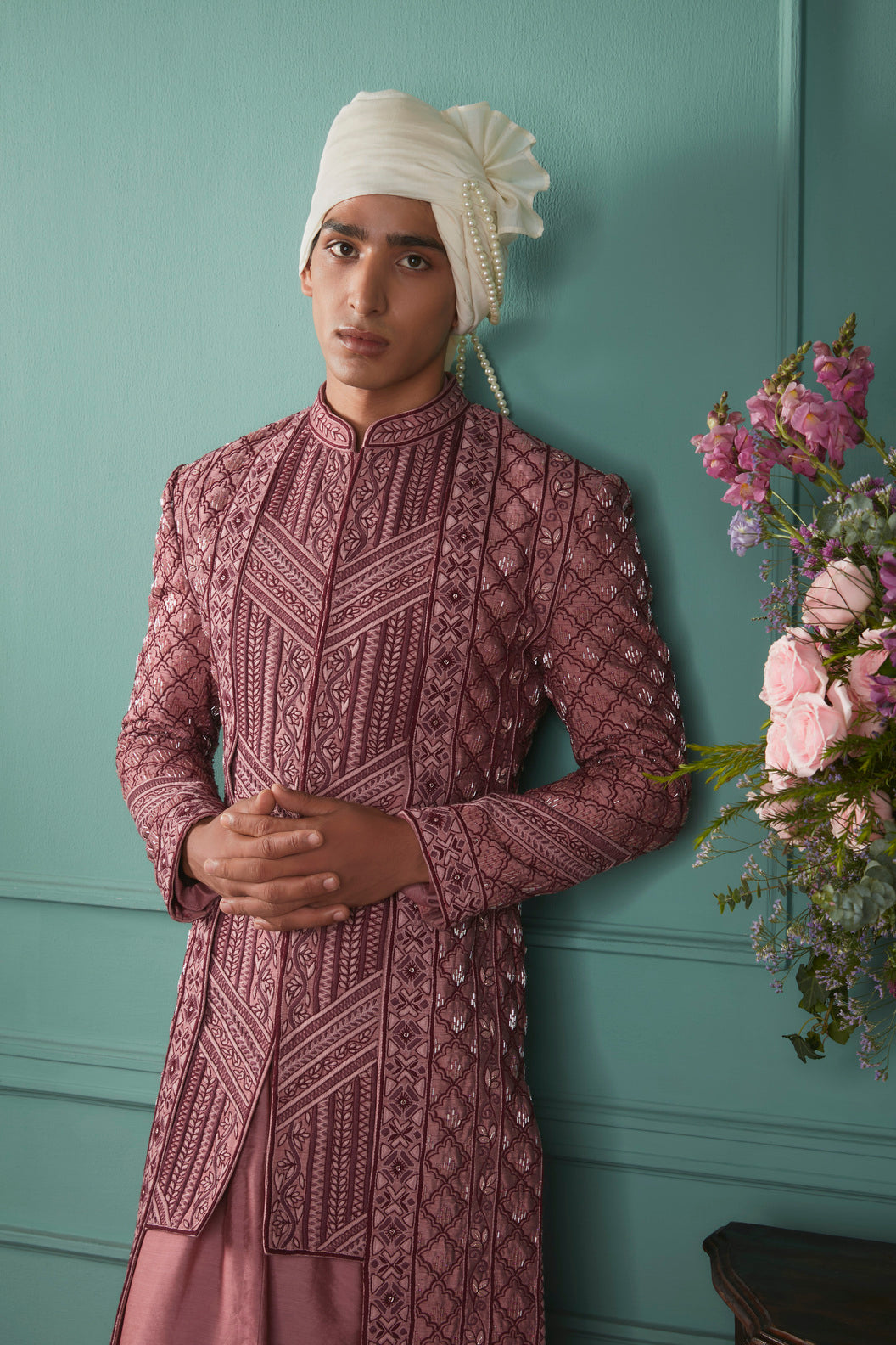 pink sherwani