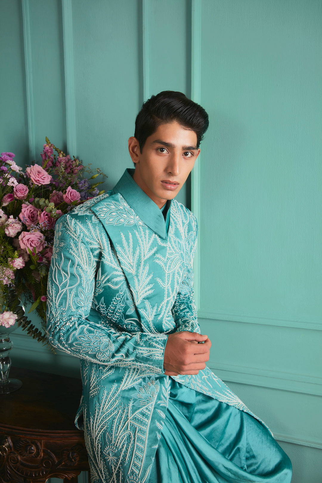 Blue Sherwani Set