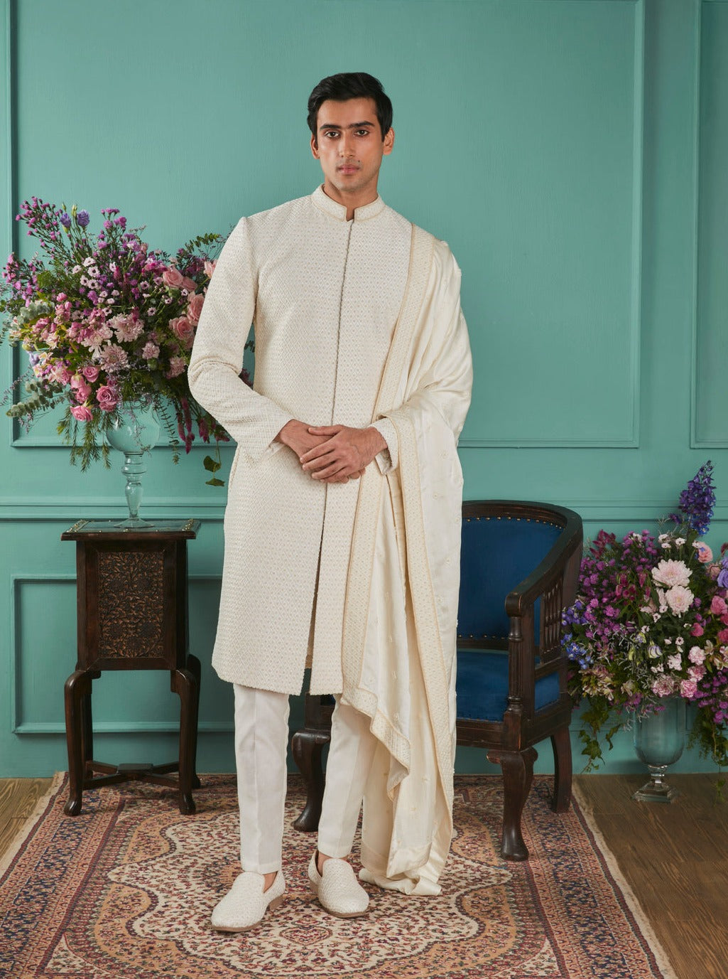 White Sherwani Set