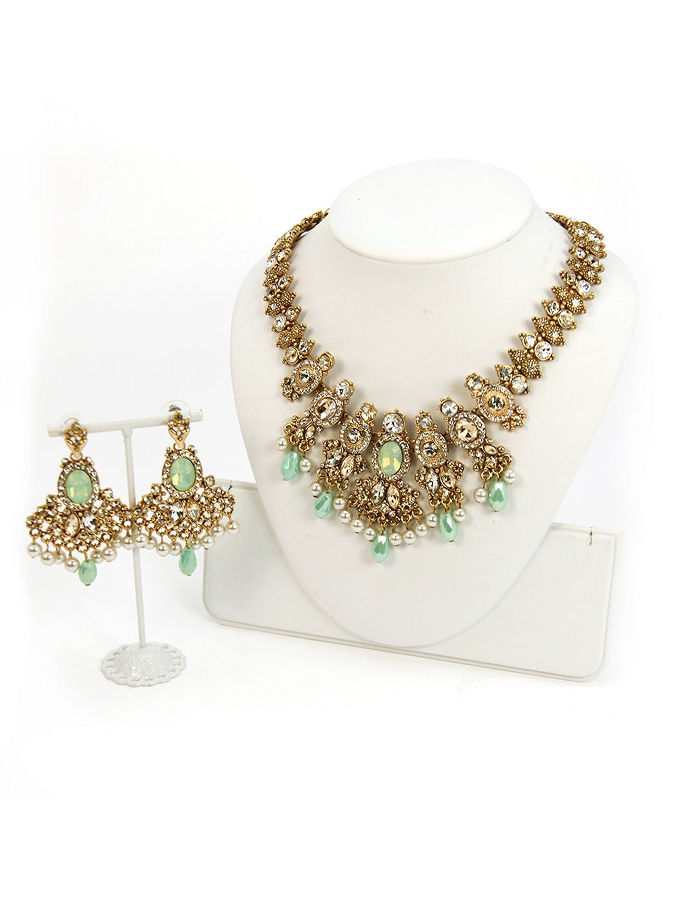 Antique Gold Jewelry with Crystal Golden Shadow and Chrysolite Opal Stones