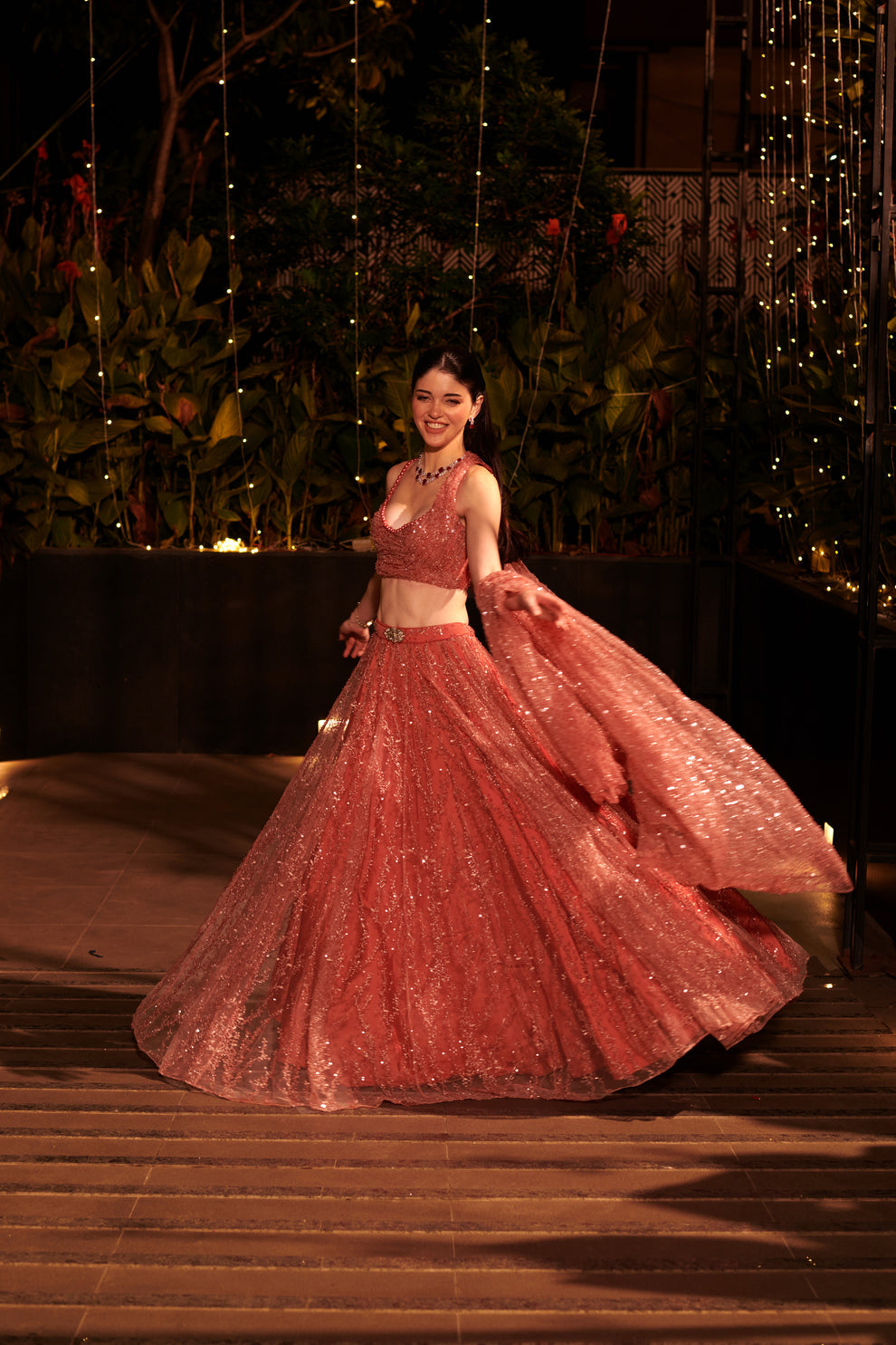 Spiced Coral Lehenga Set