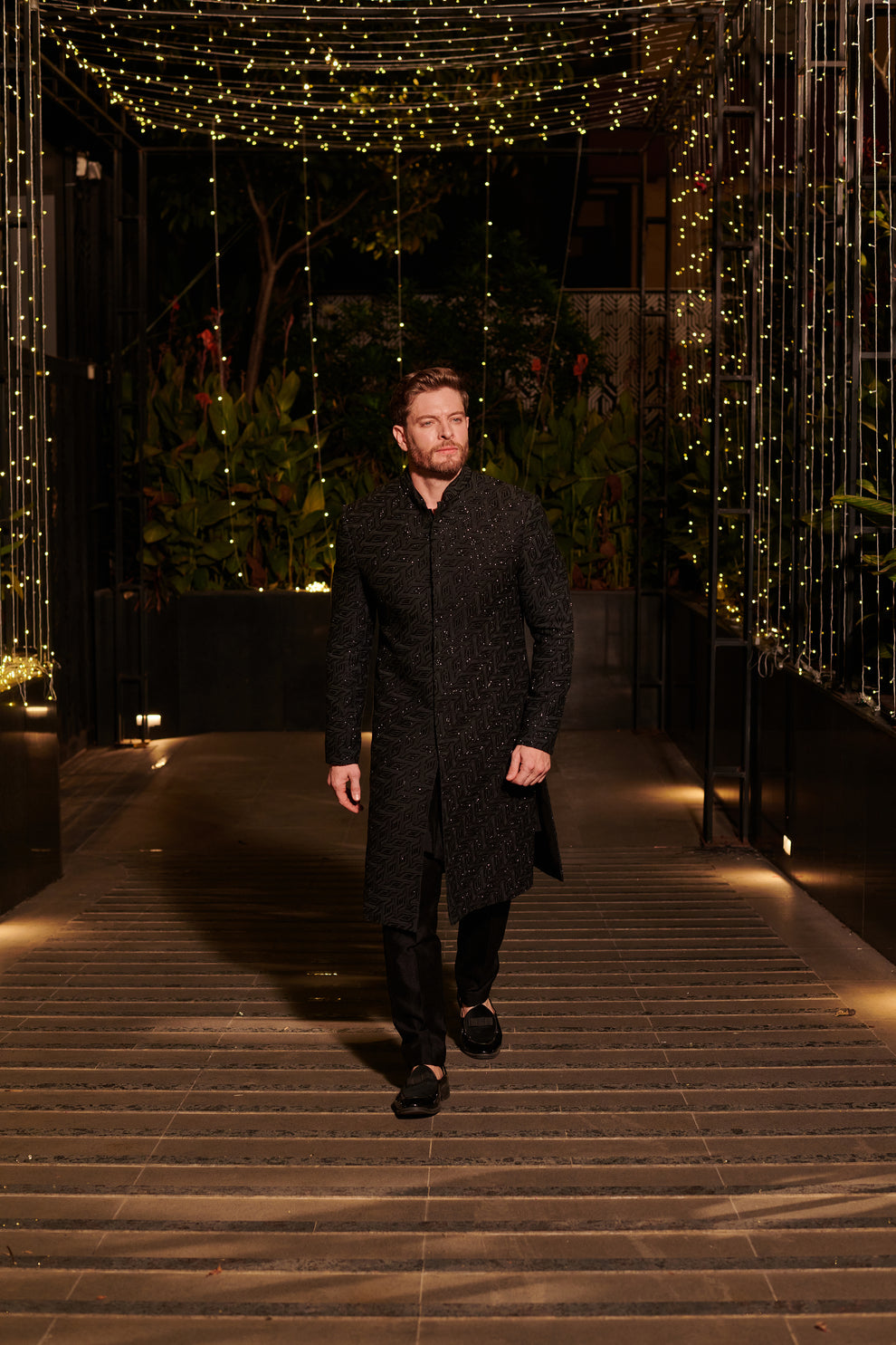 Jet Black Bandhgala Set