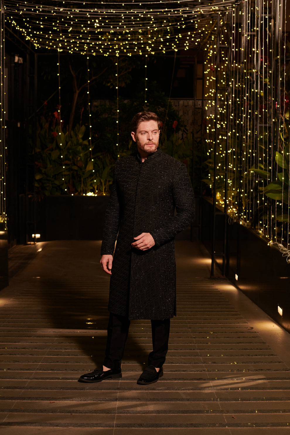 Jet Black Bandhgala Set