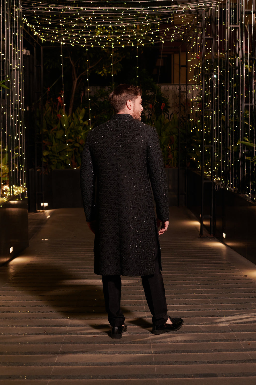 Jet Black Bandhgala Set