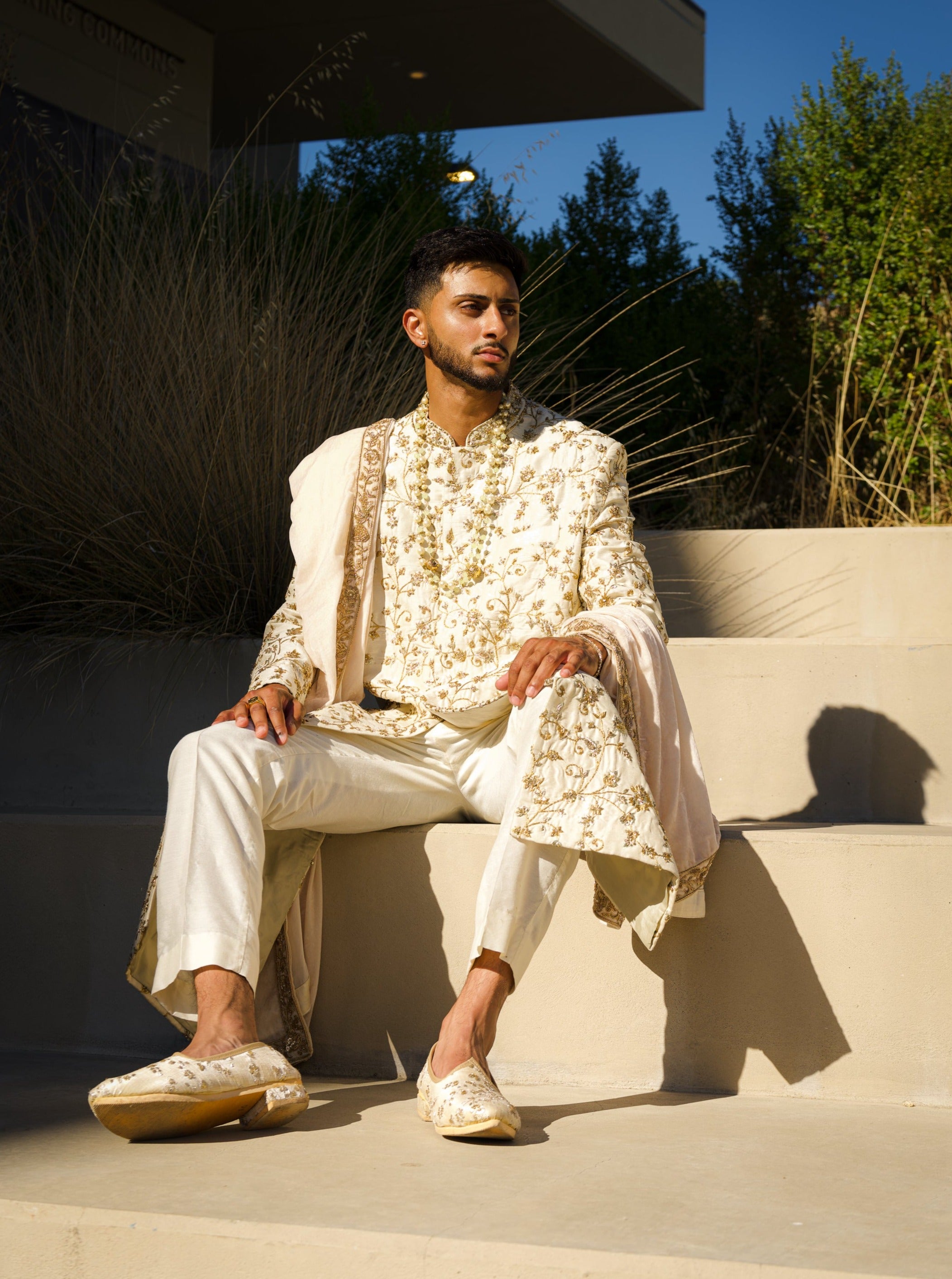 Off White Silk Sherwani