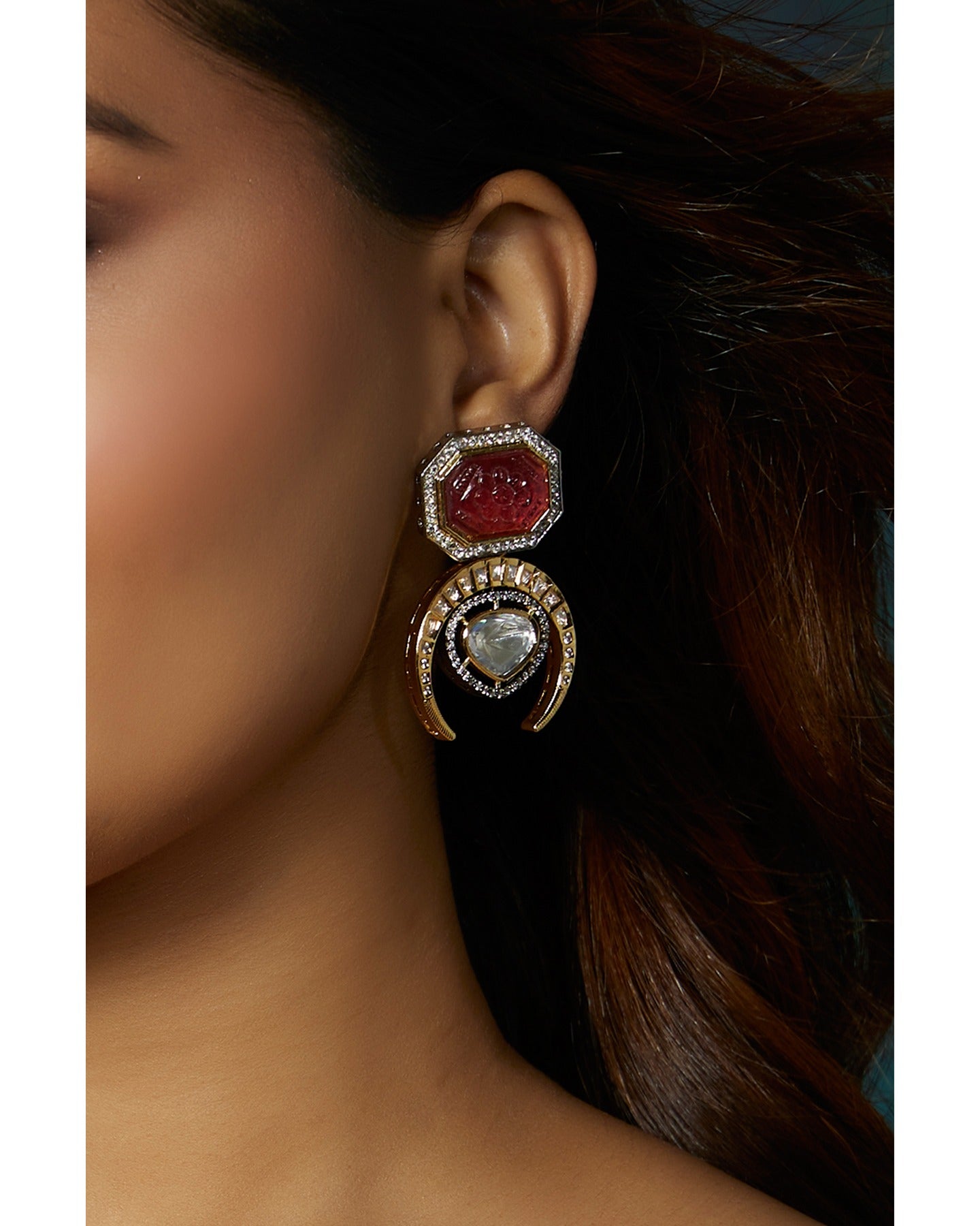 Red Antique Gold Earrings