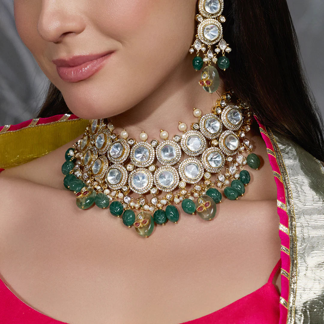 Zahra Mirror Drop Necklace Set