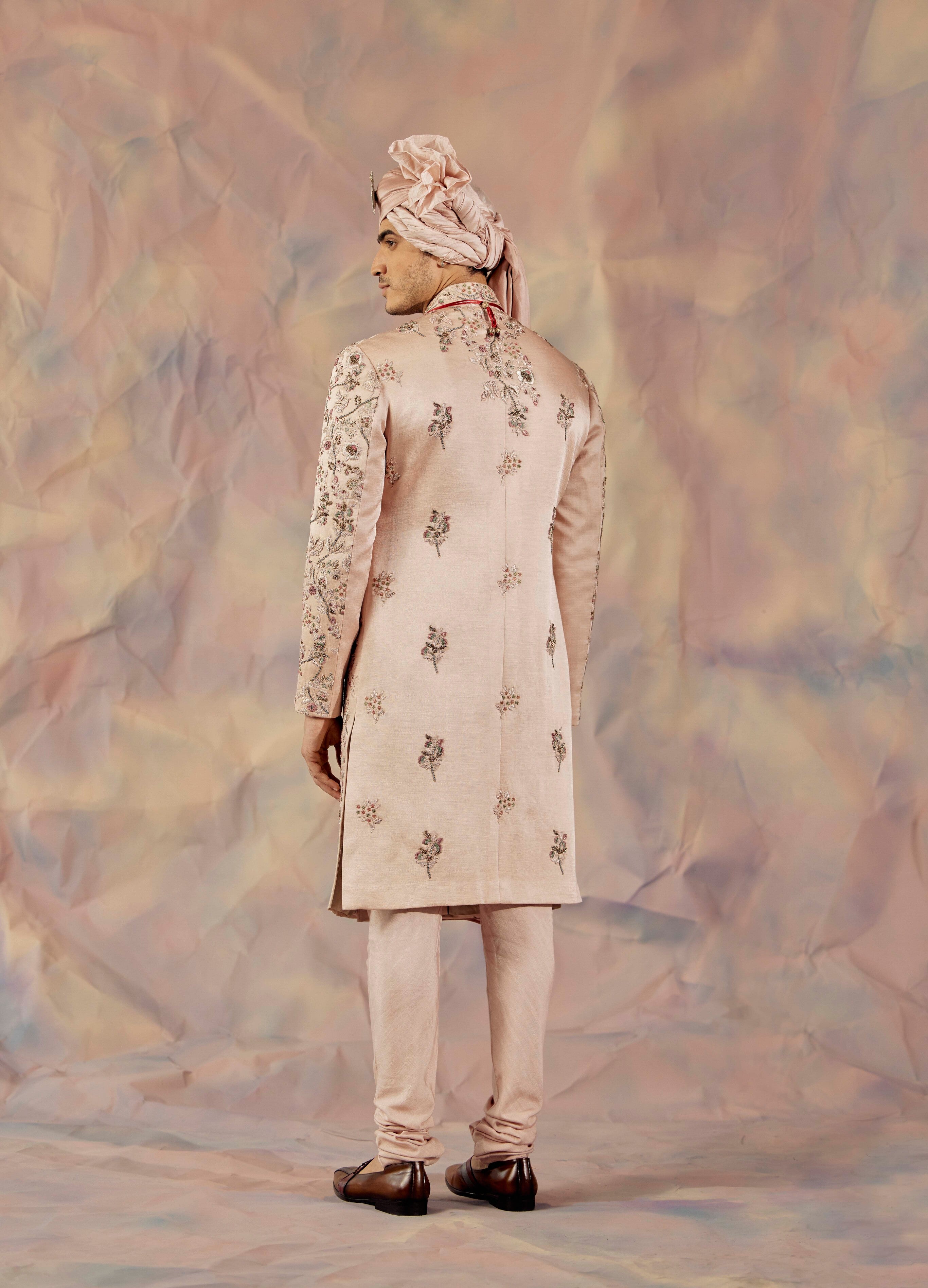 The Blush Pink Sherwani Set: Crafted for modern royalty.