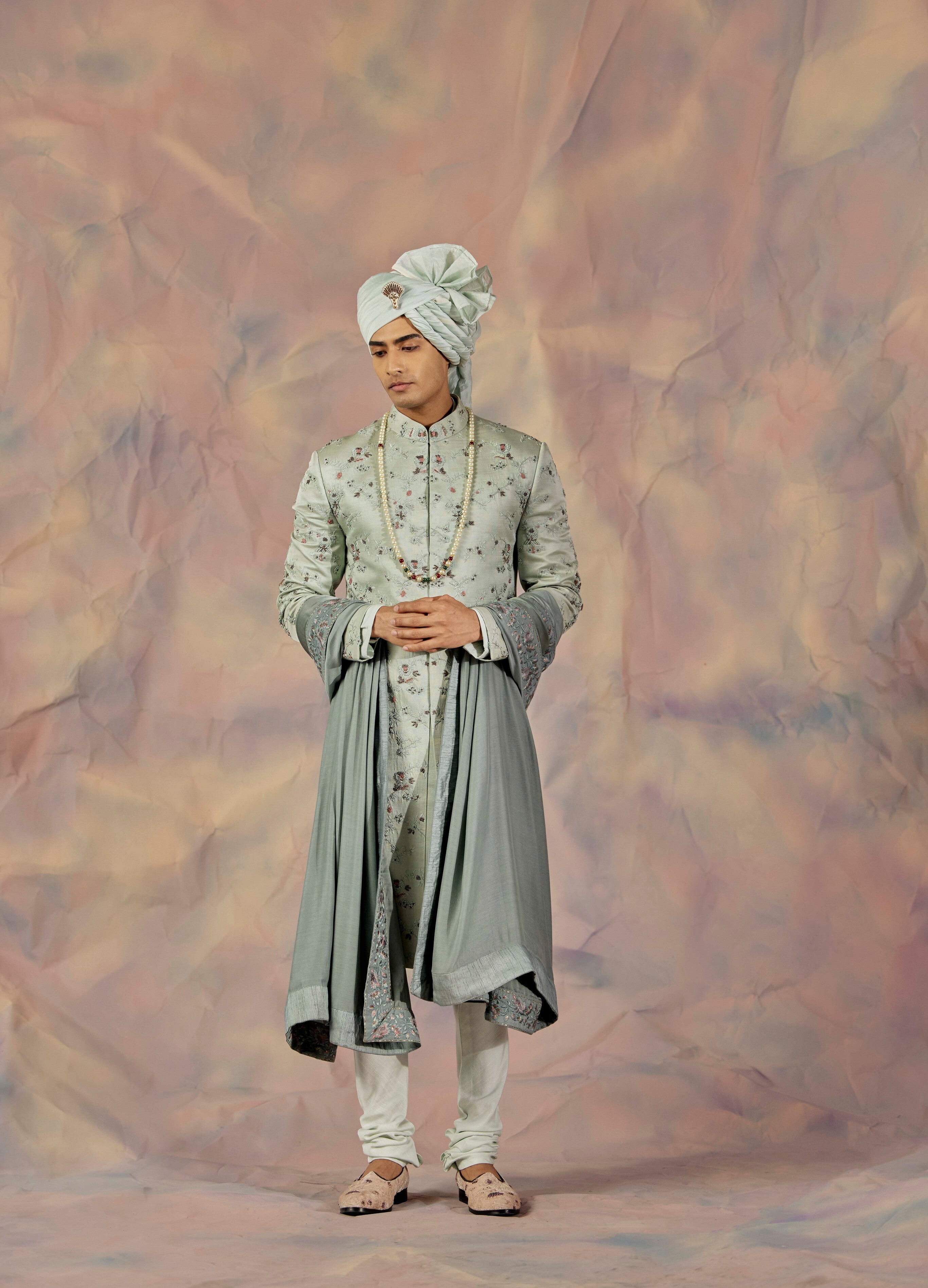 Eau de Nil Sherwani Set: Effortlessly elegant ensemble for special occasions