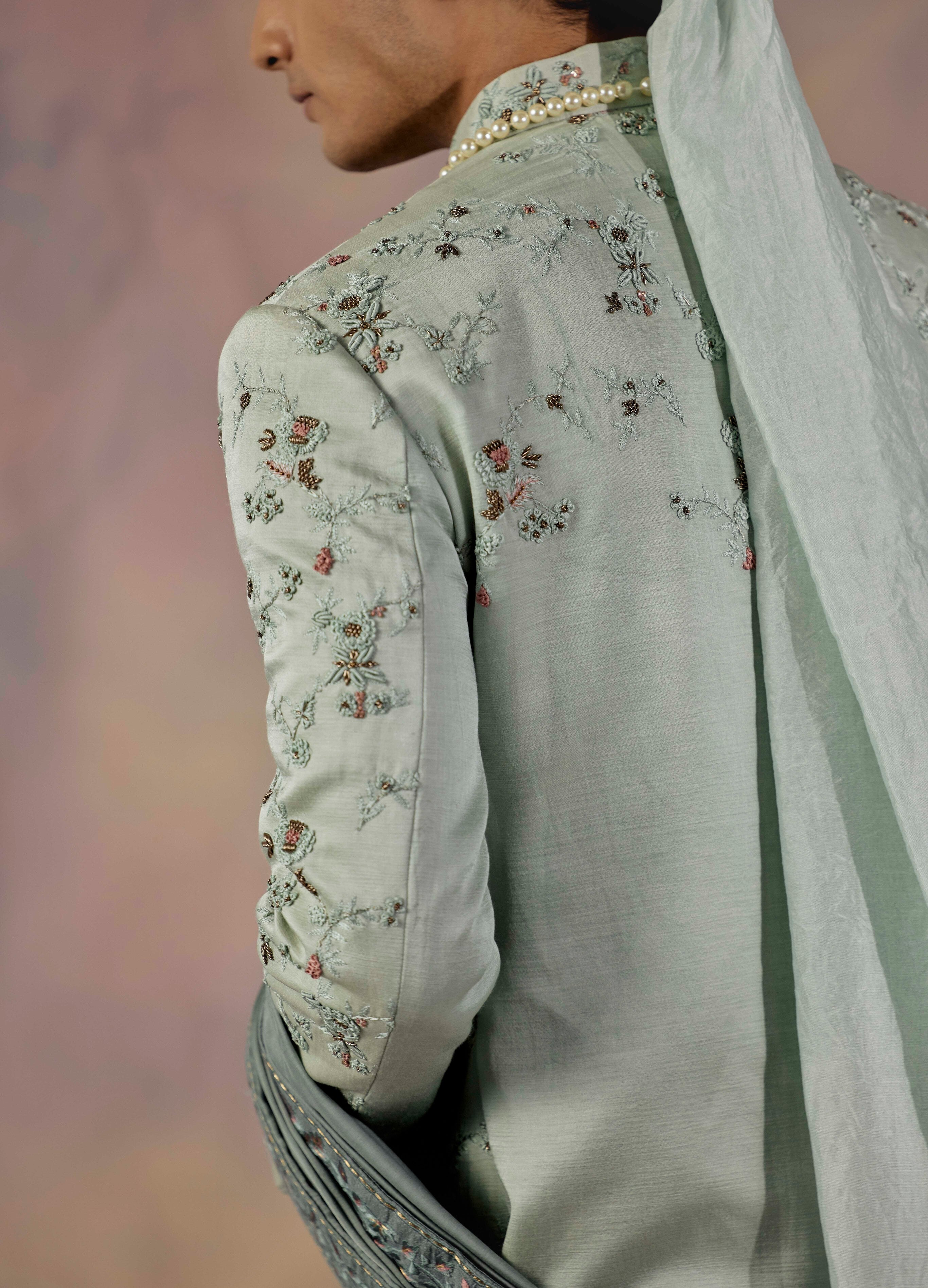 Elegant Eau de Nil Sherwani Set: Elevate your style with understated charm