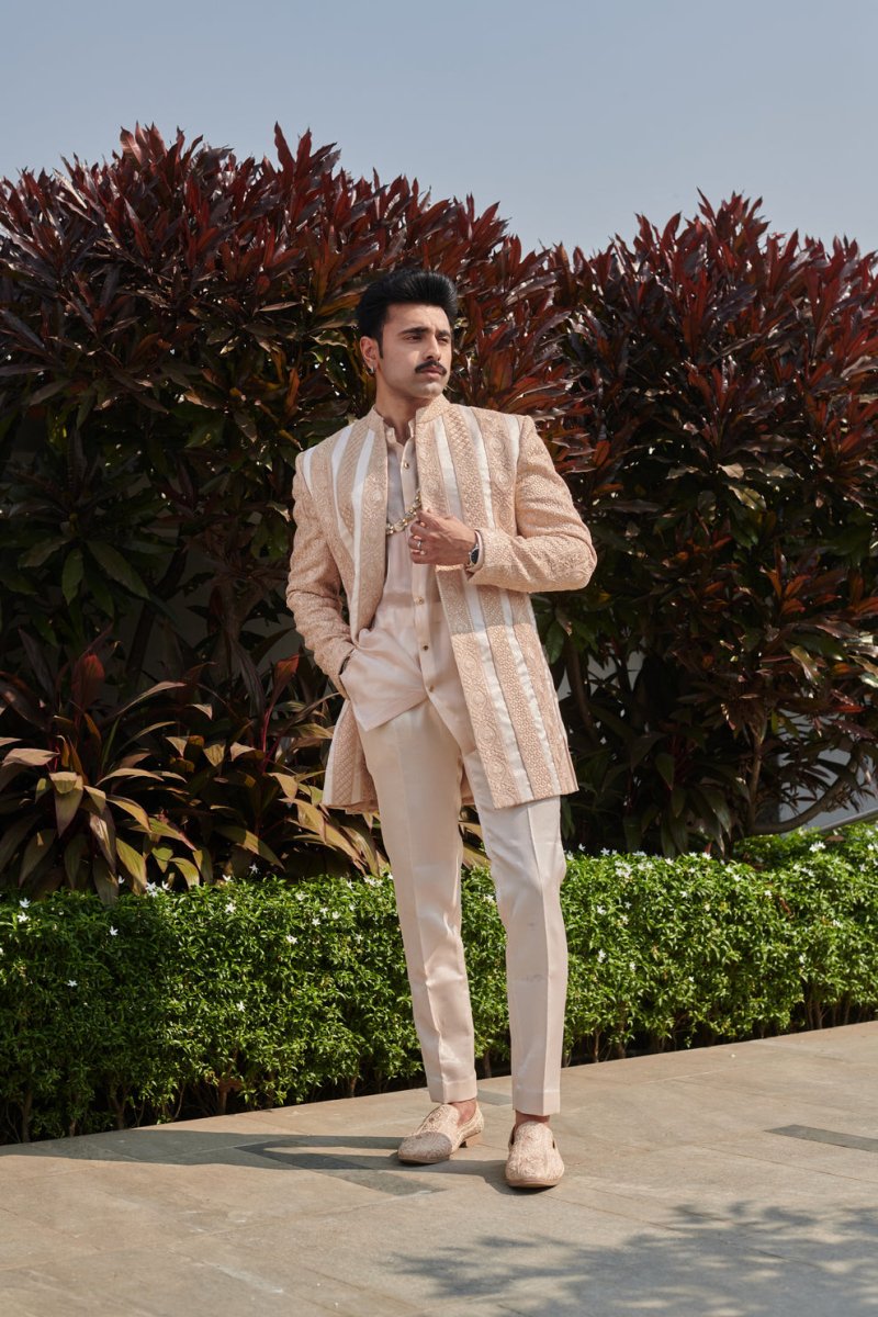 Beige Jacket Set | Jigar and Nikita B Anu Designs Beige Jacket Set | Jigar and Nikita B Anu Designs