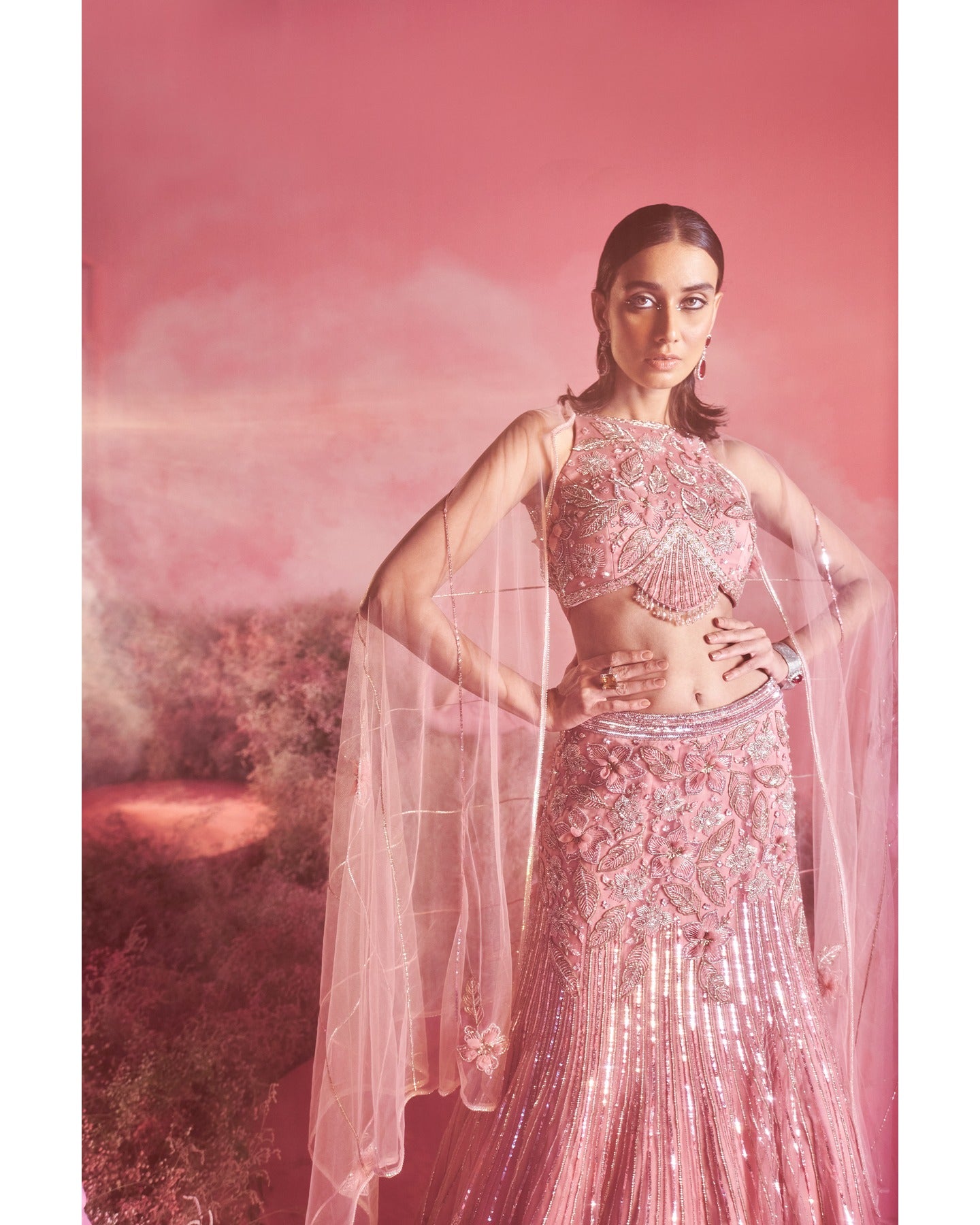Pink perfection: Unveiling the allure of this stunning lehenga, where elegance meets vibrancy in every twirl.