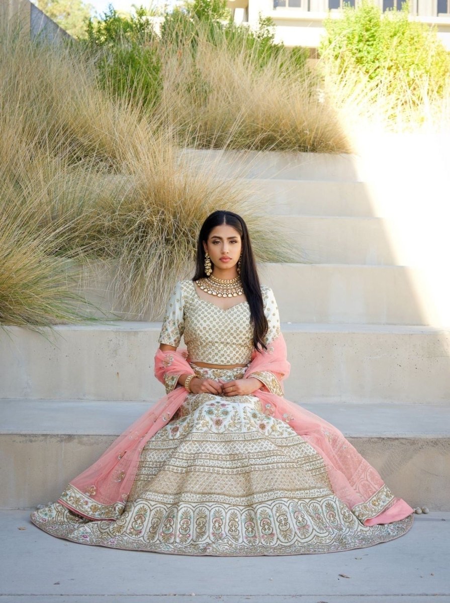 Indian Bridal Wear - Porcelain Blue Lehenga by B Anu Designs Banu Designs Indian Bridal Wear - Porcelain Blue Lehenga by B Anu Designs Banu Designs