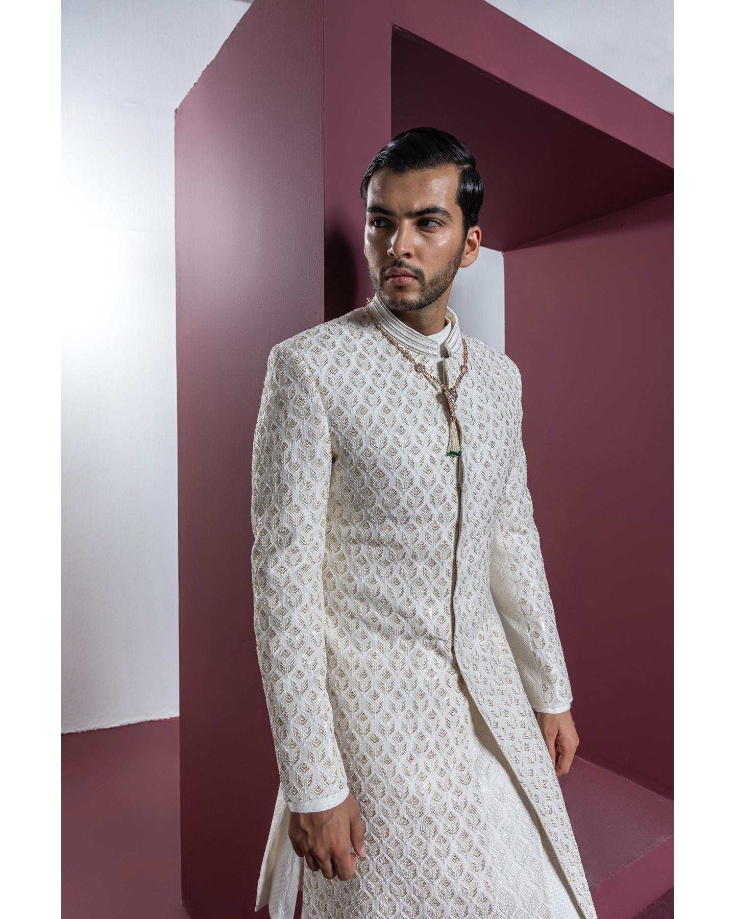 Classic White Sherwani Set