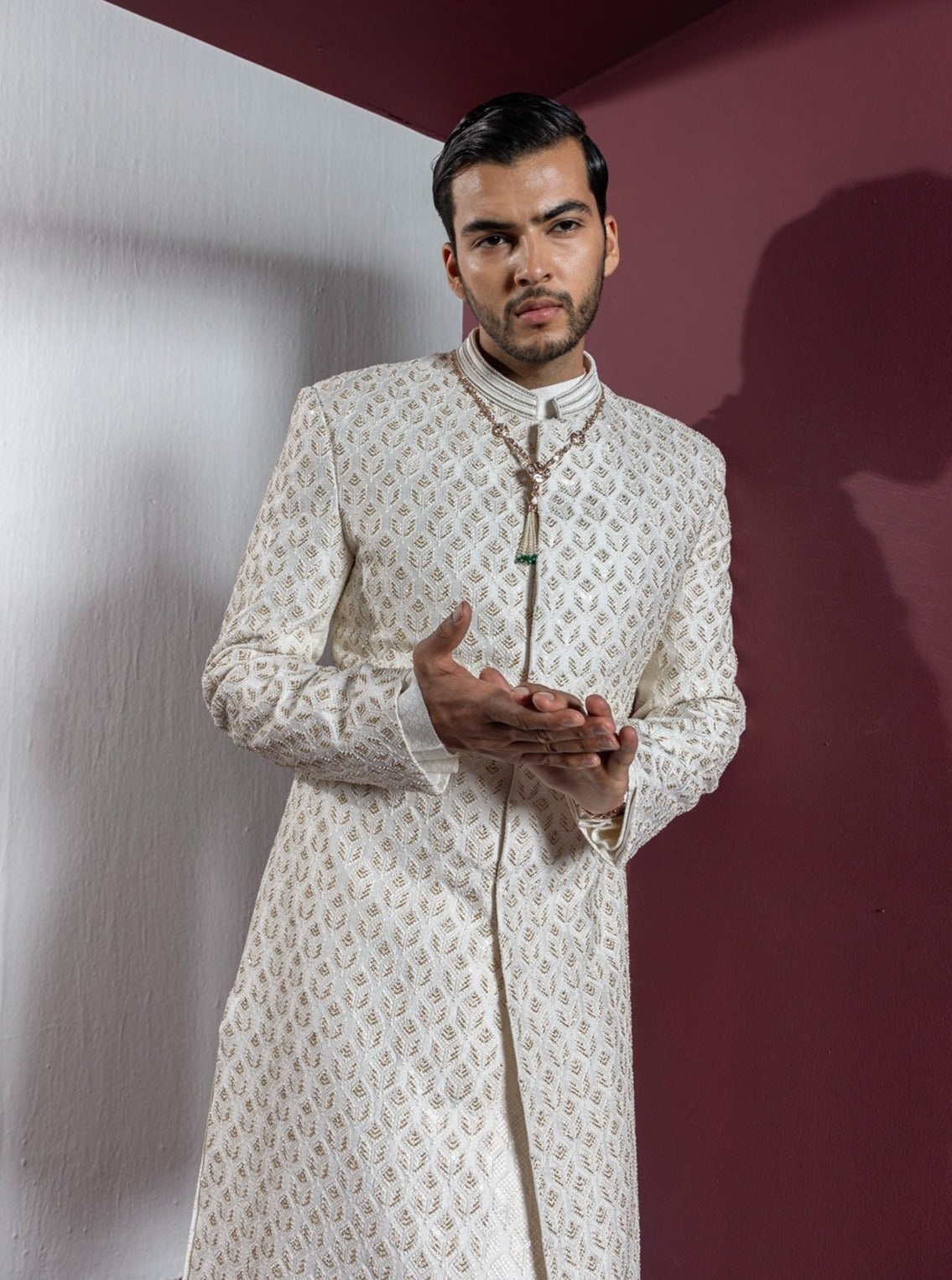 Classic White Sherwani Set
