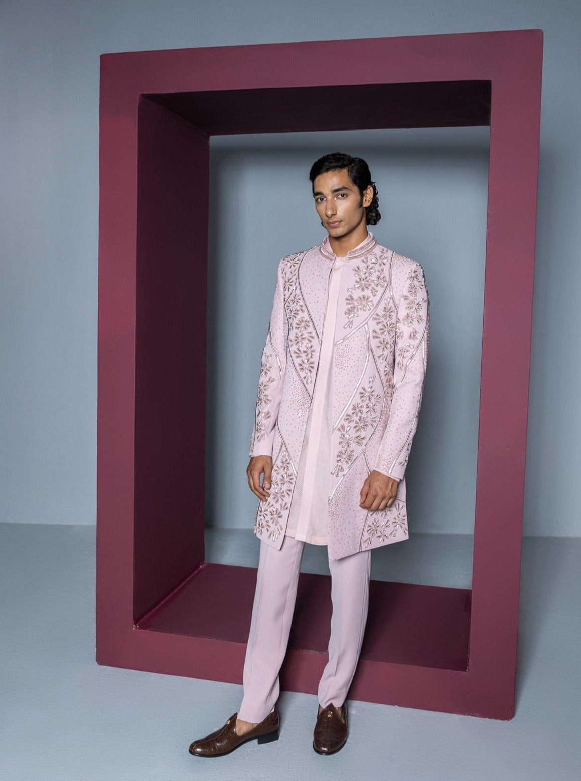 Mehroom Sherwani Set