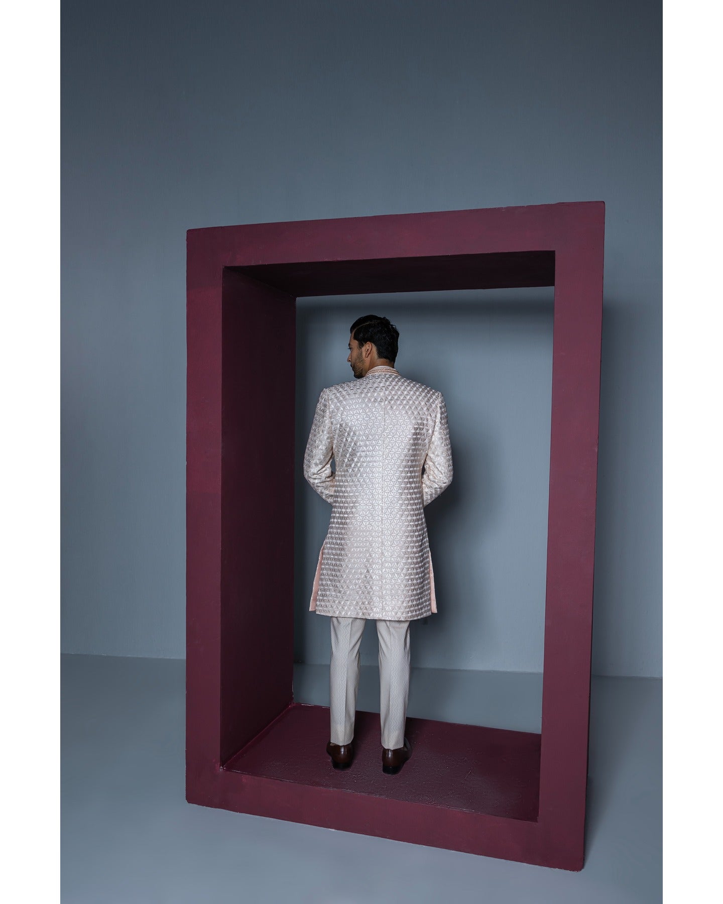 Majestic Floral Open Sherwani Set