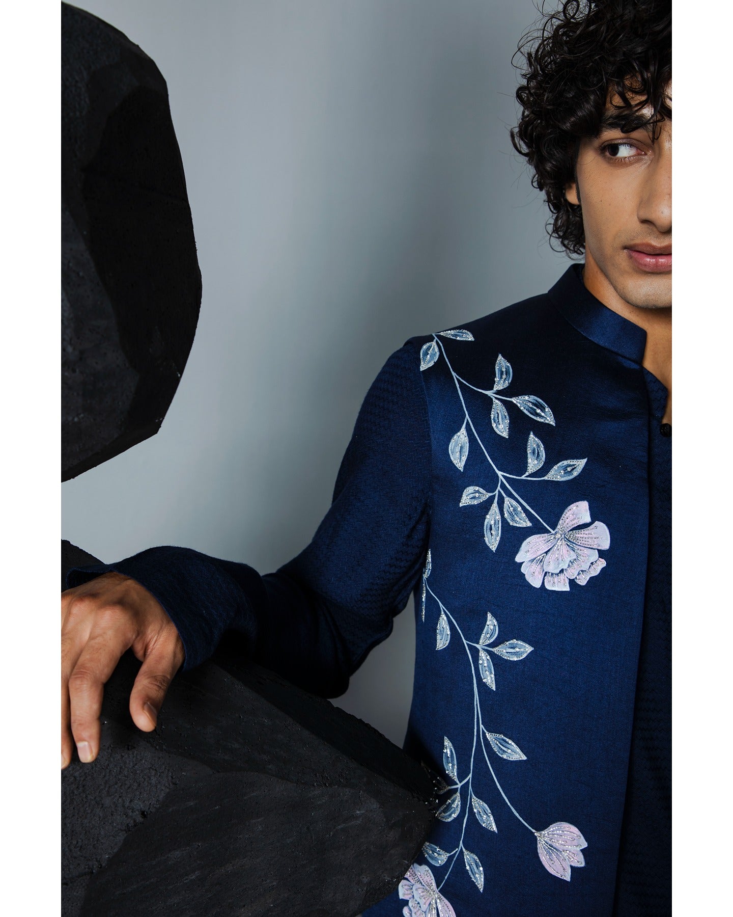 Navy Handpaint Shrug Set