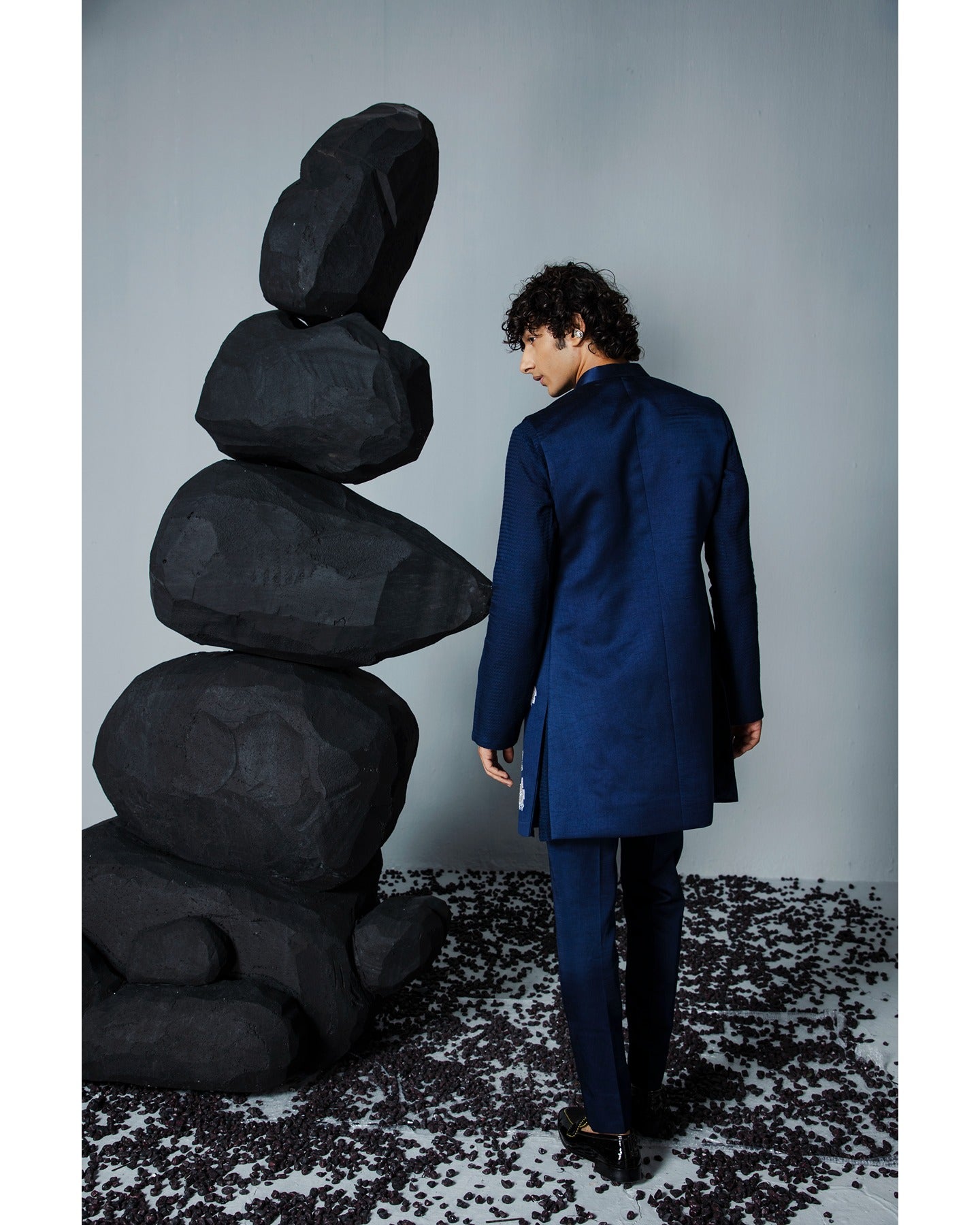 Navy Handpaint Shrug Set