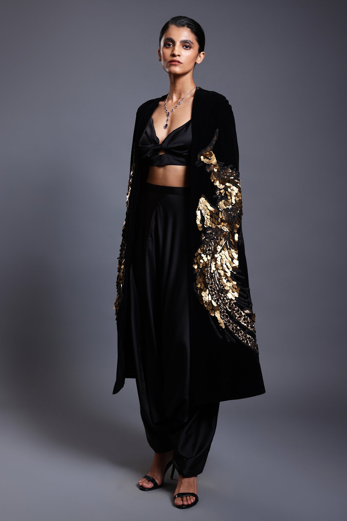 CF applique anarkali black | Anarkali Set