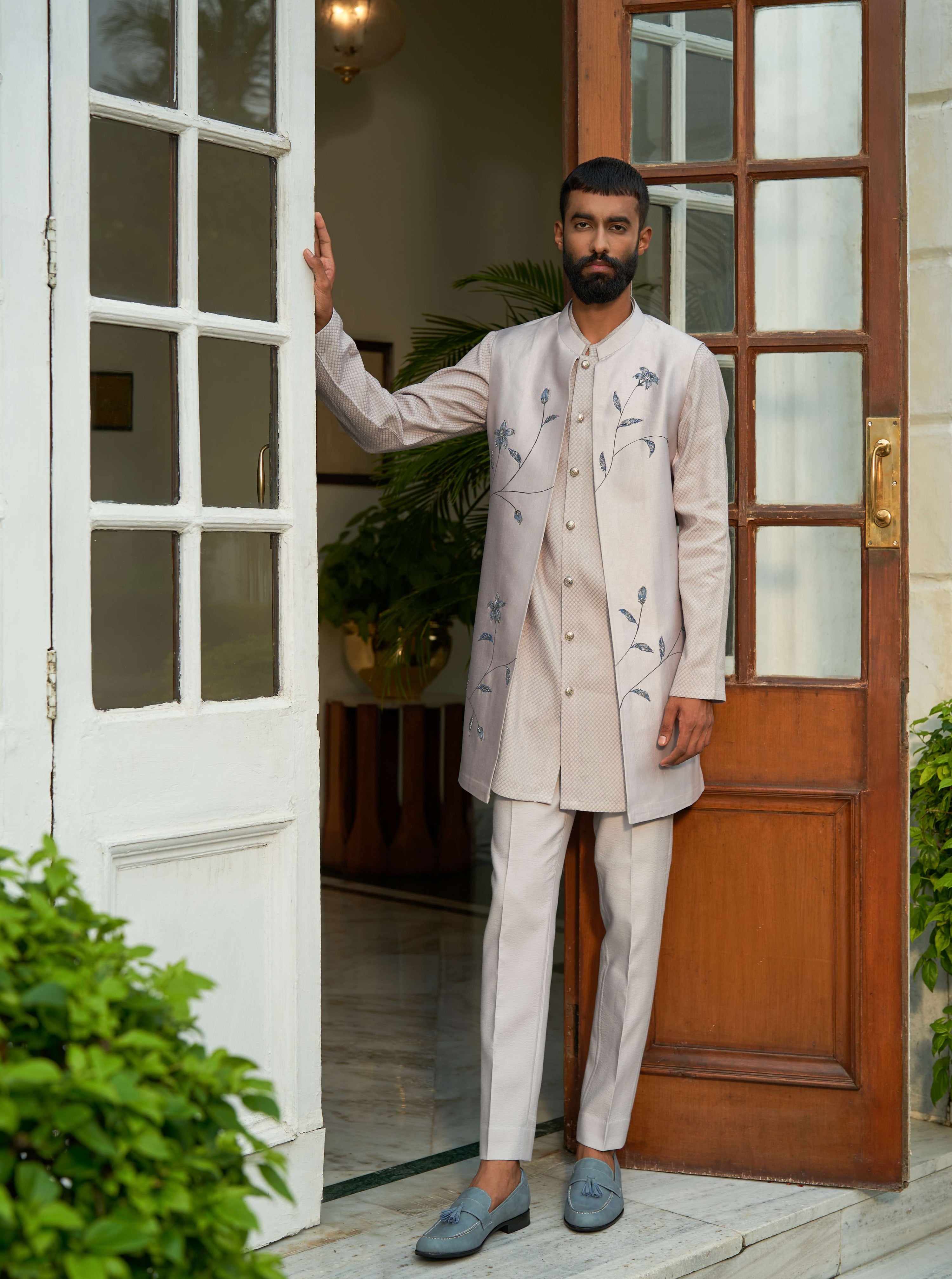 Ice Grey Hand Paint Shrug Set