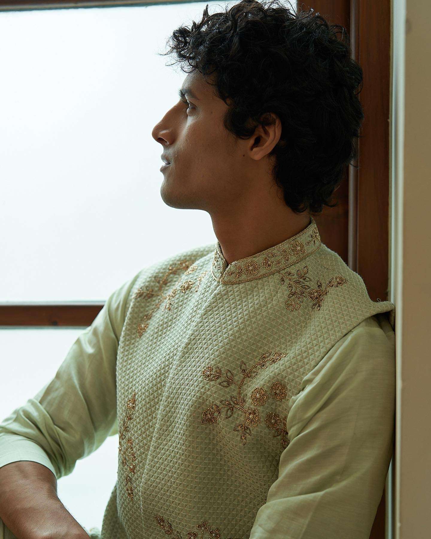 Celedon Sleeveless Sherwani