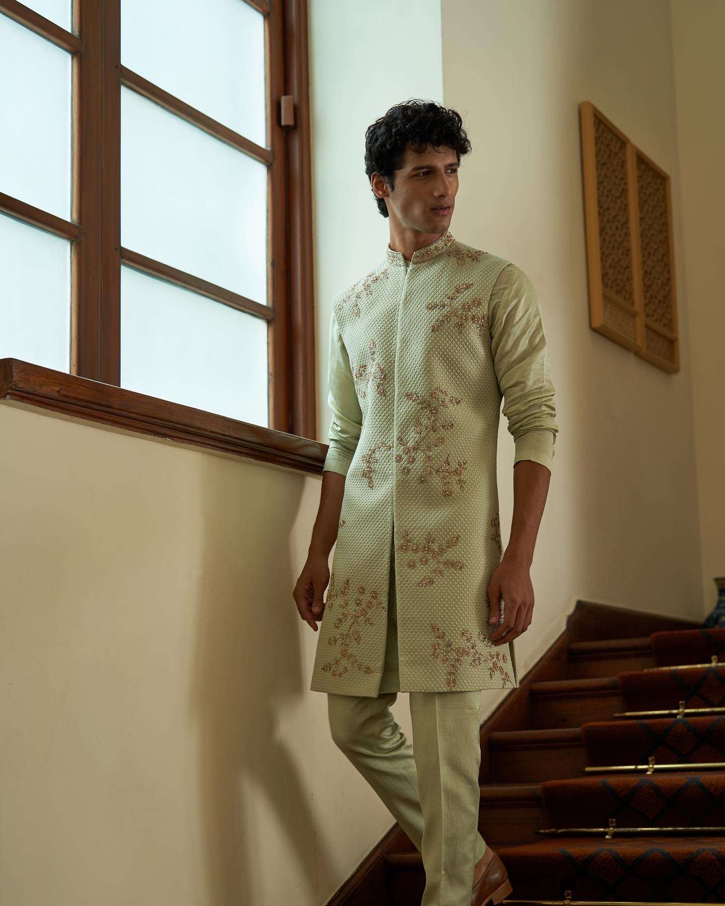 Celedon Sleeveless Sherwani