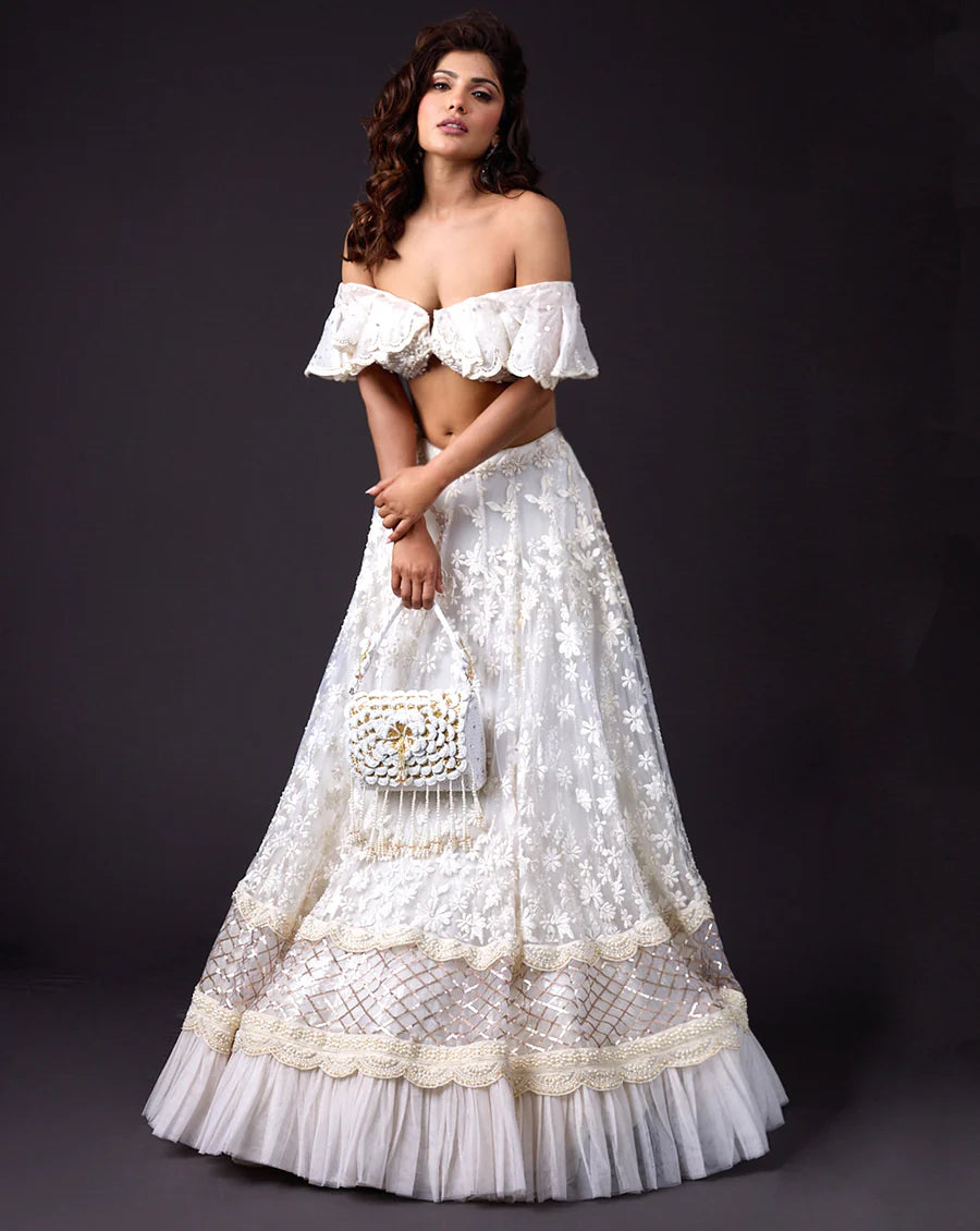 The Butterfly Ivory Lehenga