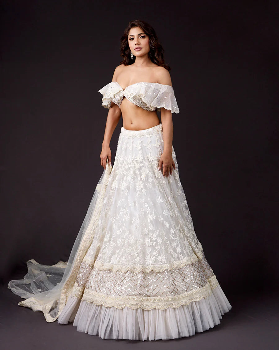 The Butterfly Ivory Lehenga