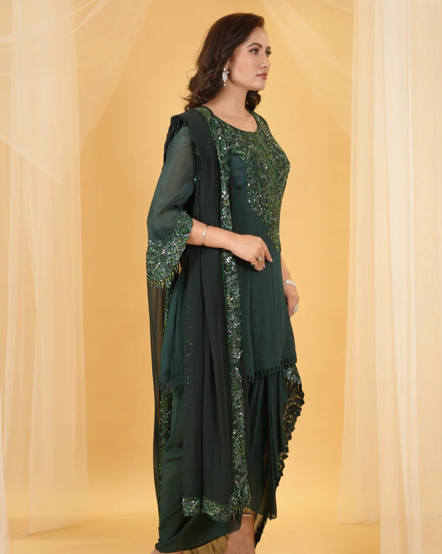 The Emerald Embroidery Dhoti Set