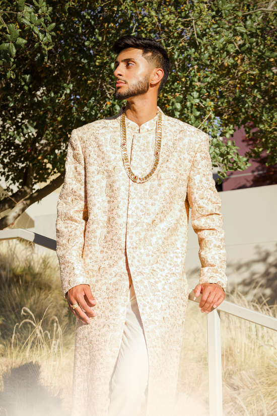 Off White Silk Sherwani