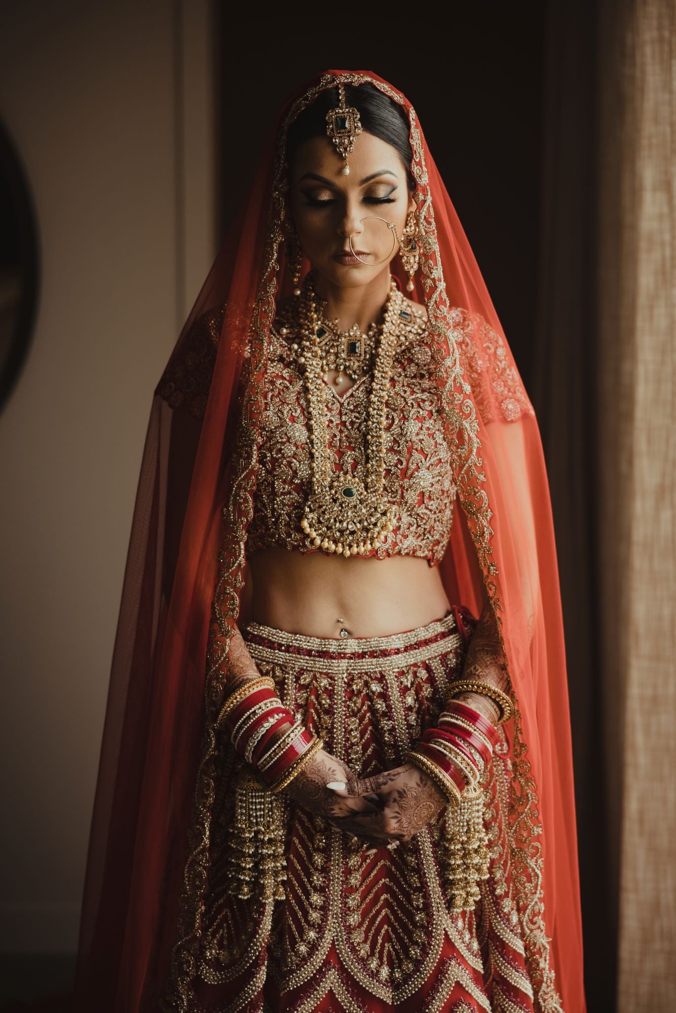 red lehenga for bridal