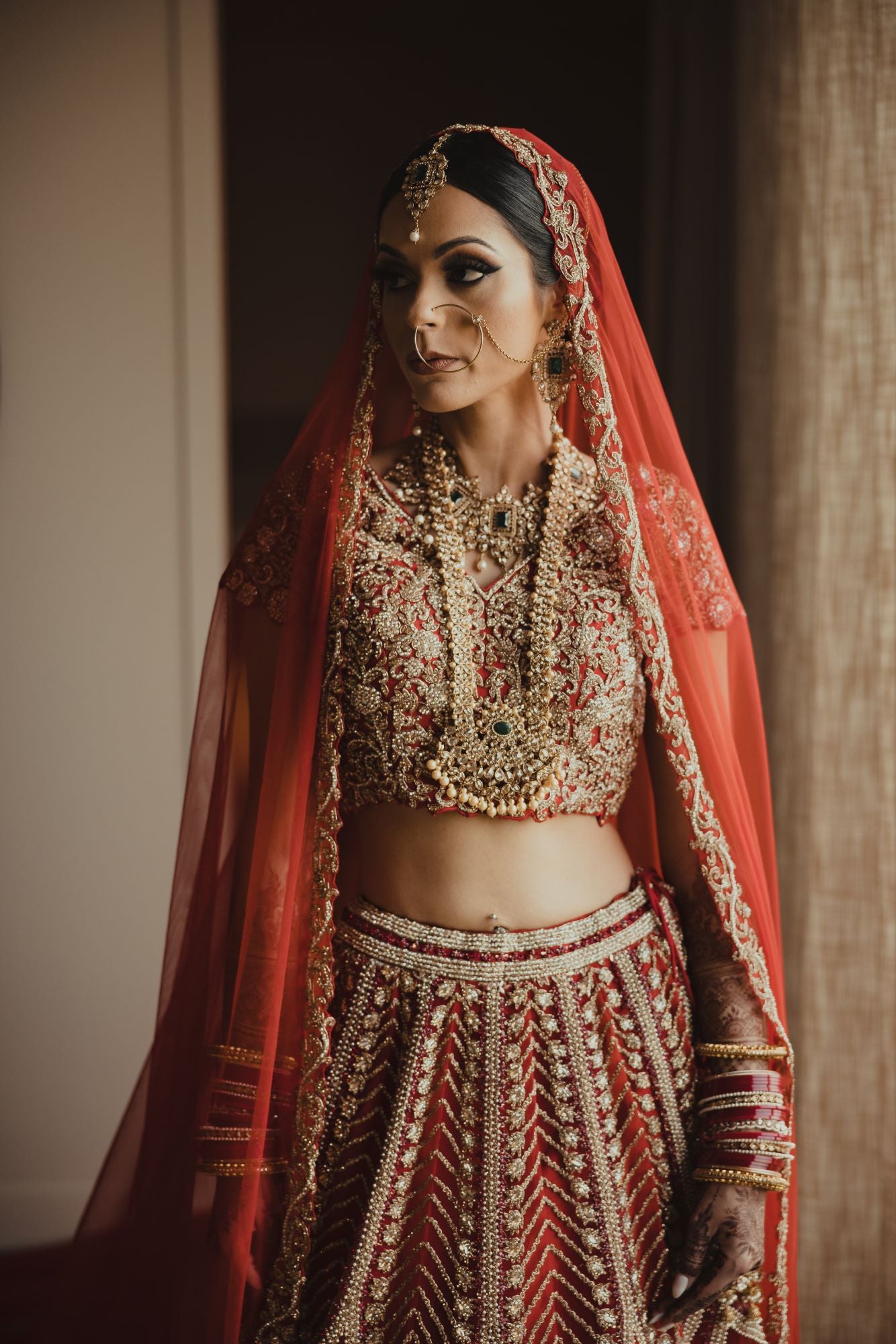 royal red bridal lehenga