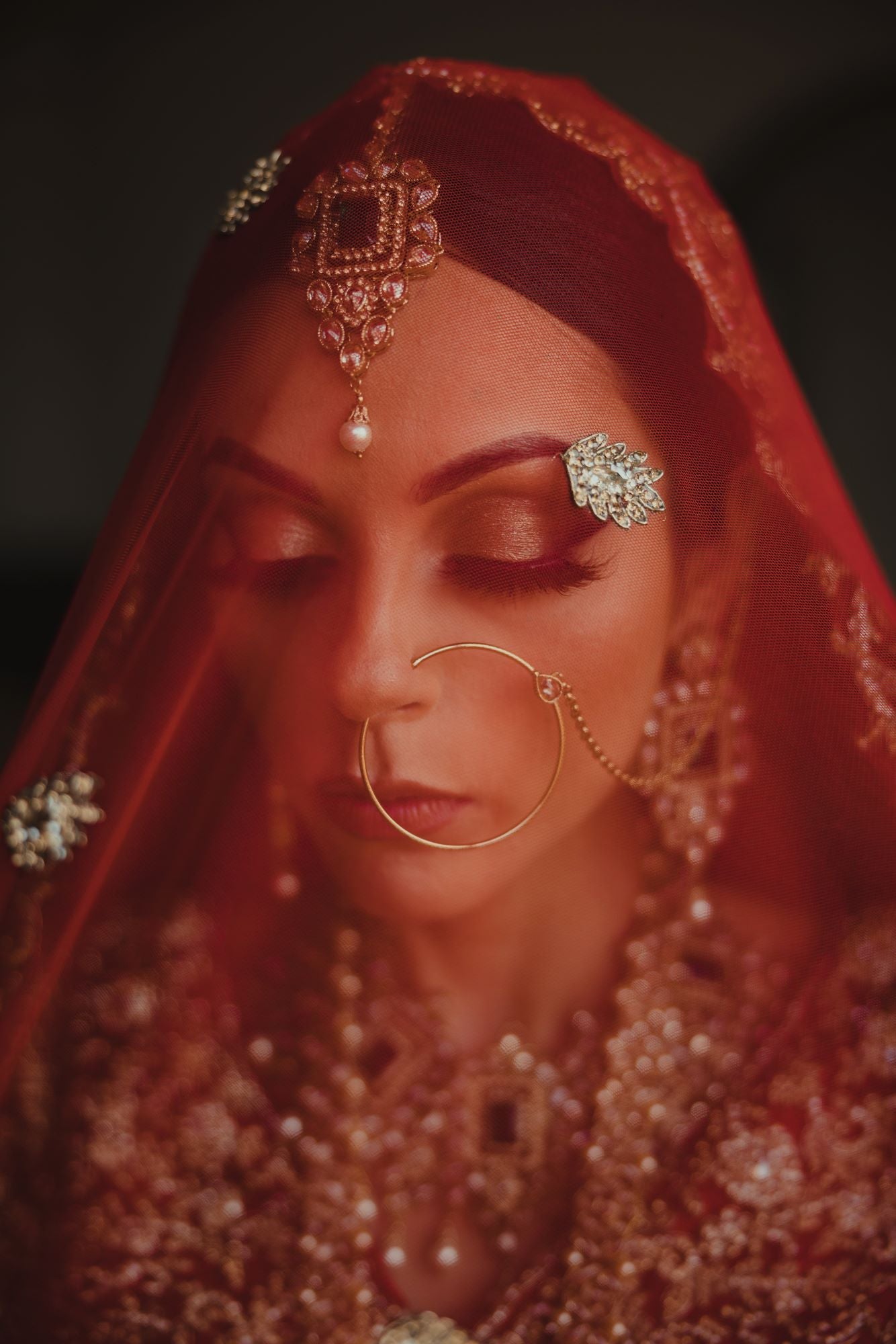 heavy red bridal lehenga