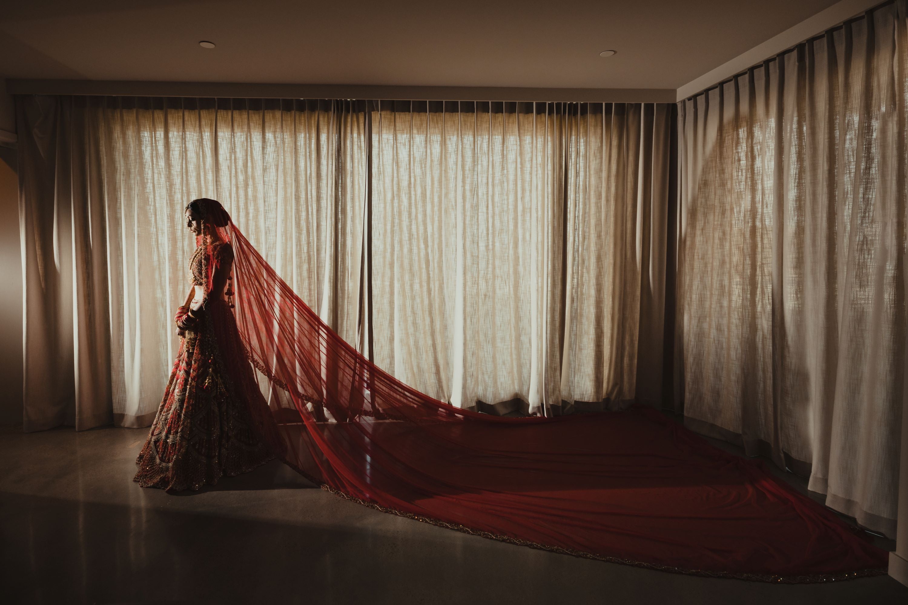 red lehenga bridal look