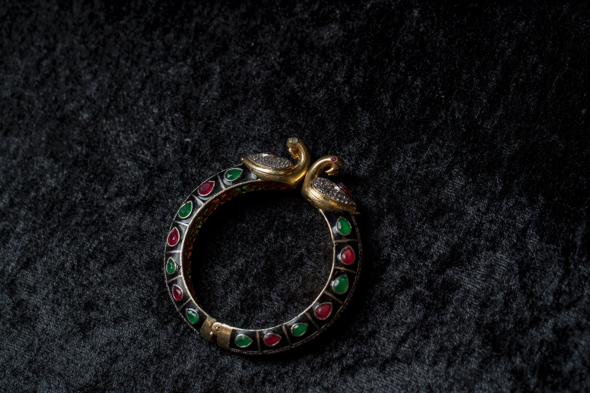 Red & Green studded Metal Cuff Bracelet